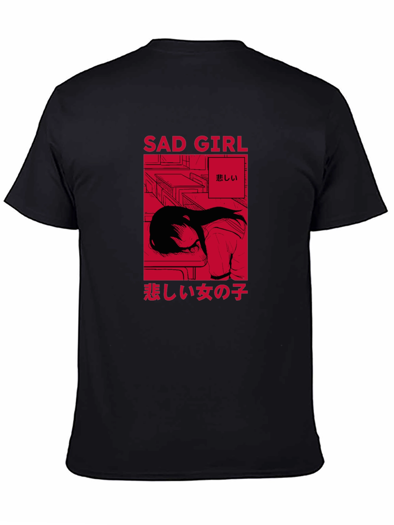 Sad Girl Anime Graphic T-Shirt - Trendy Streetwear