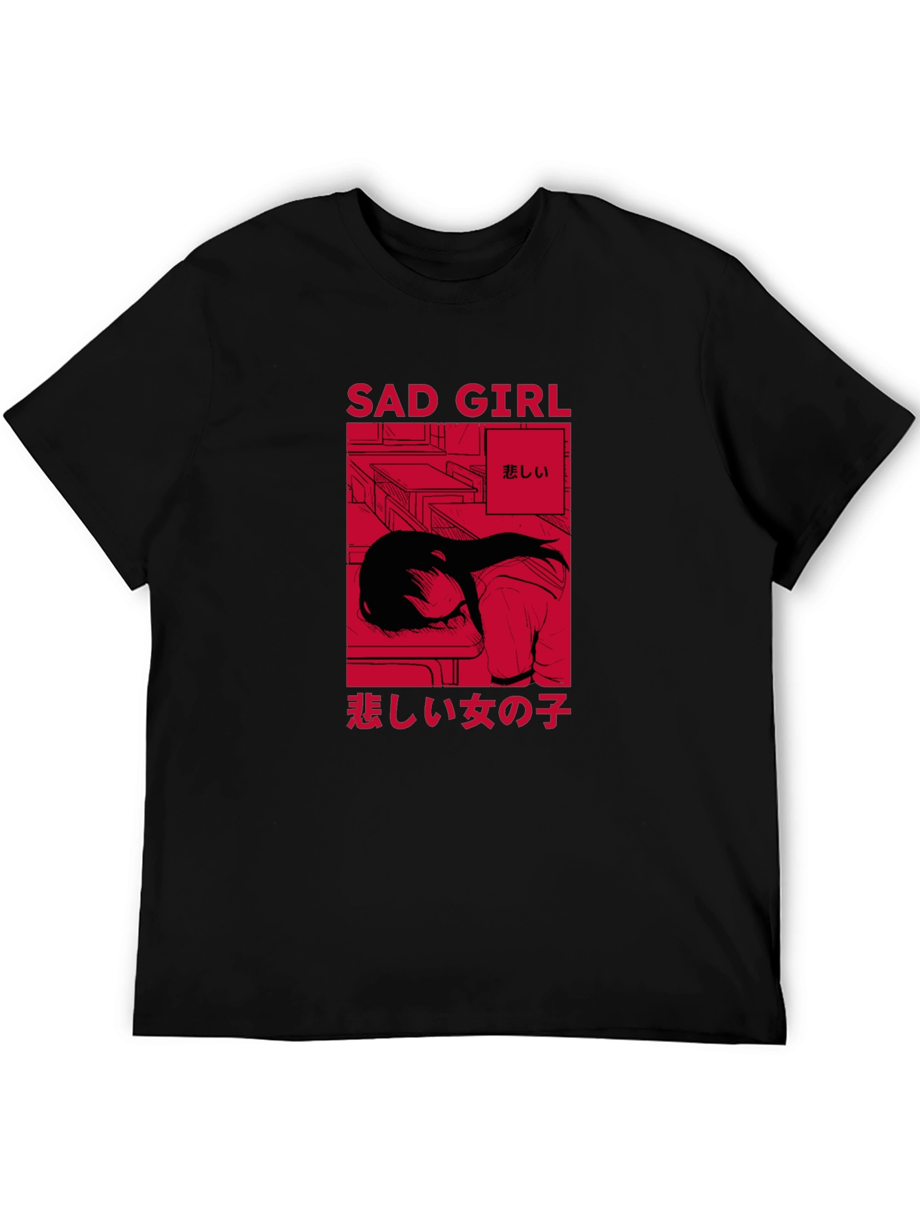 Sad Girl Anime Graphic T-Shirt - Trendy Streetwear
