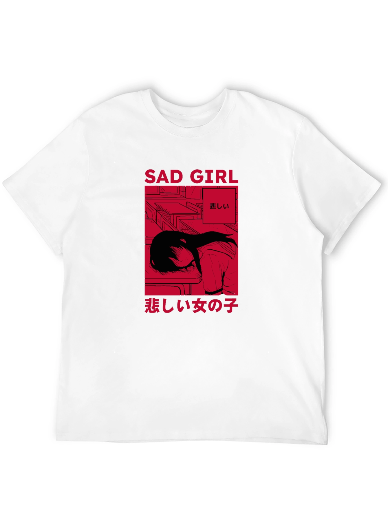 Sad Girl Anime Graphic T-Shirt - Trendy Streetwear