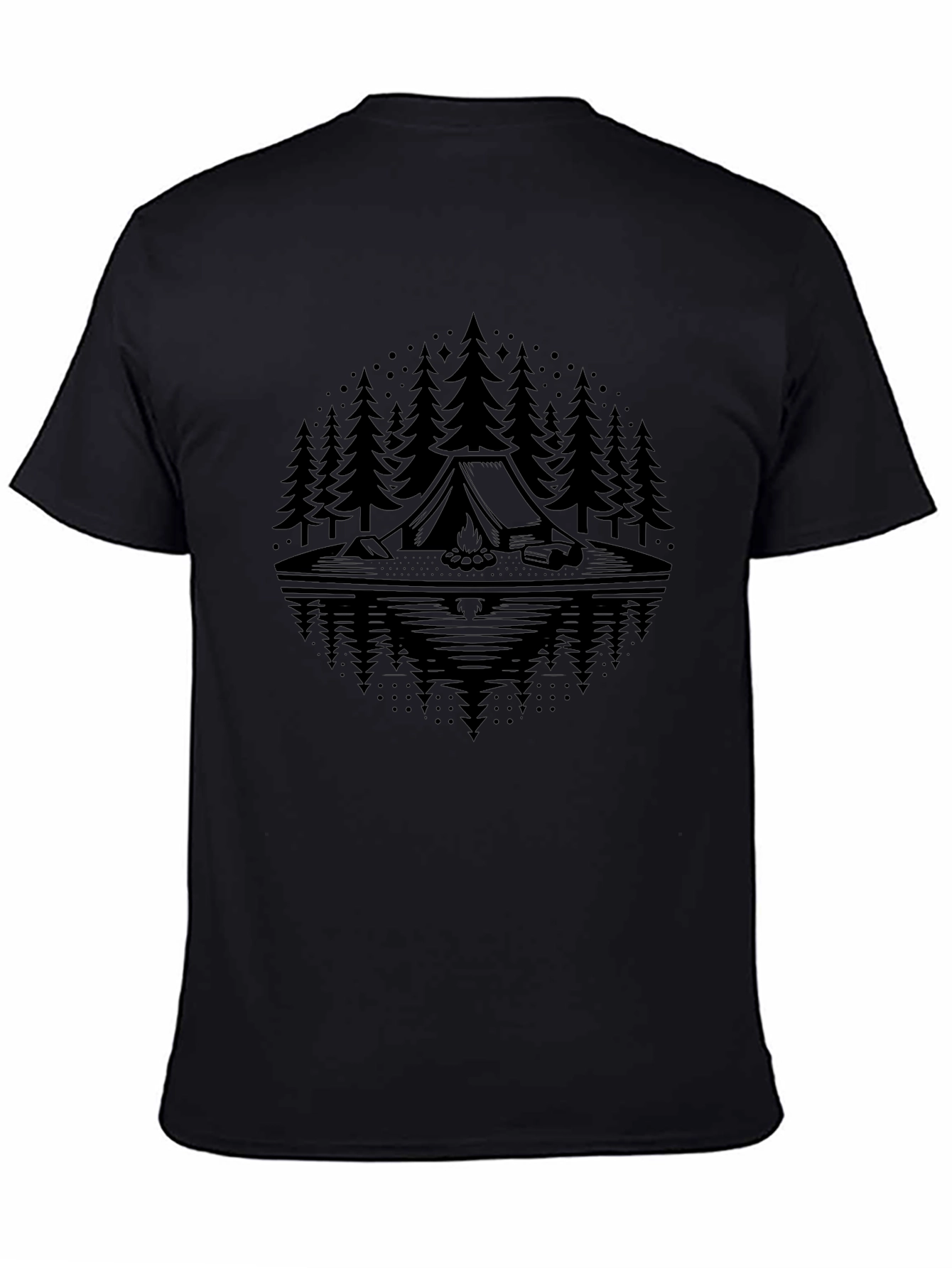 Camping Scene Graphic Tee - Black