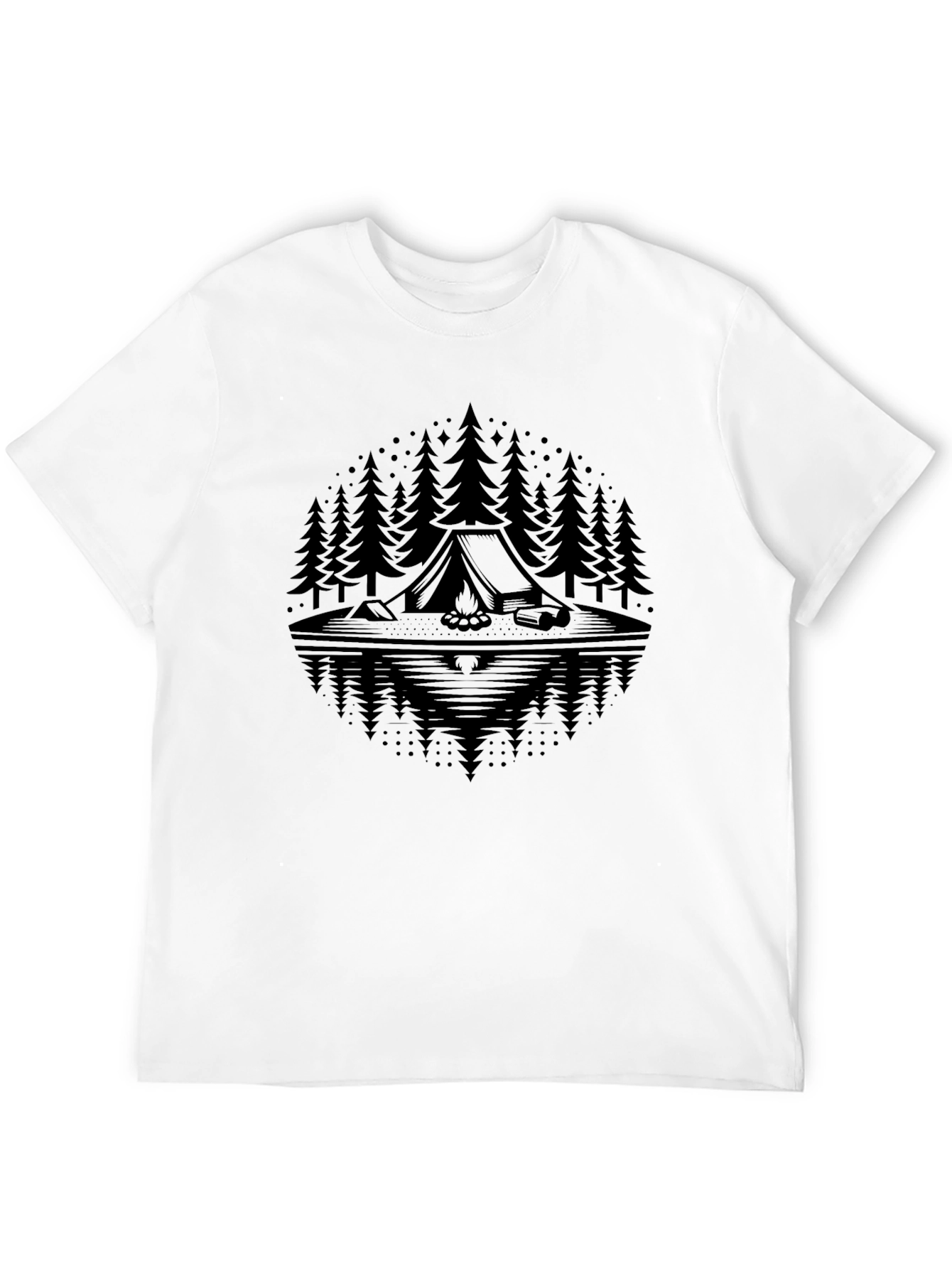 Camping Scene Graphic Tee - Black