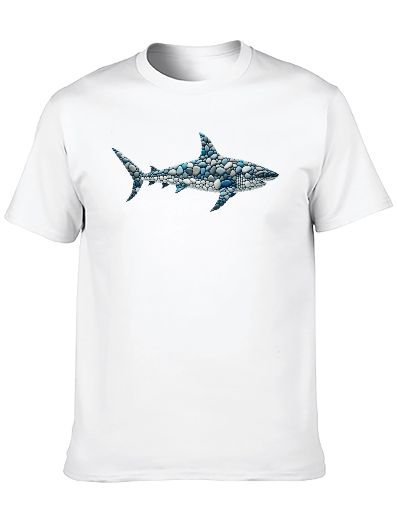 Mens Shark Pebble Art T-Shirt - Unique Ocean Design