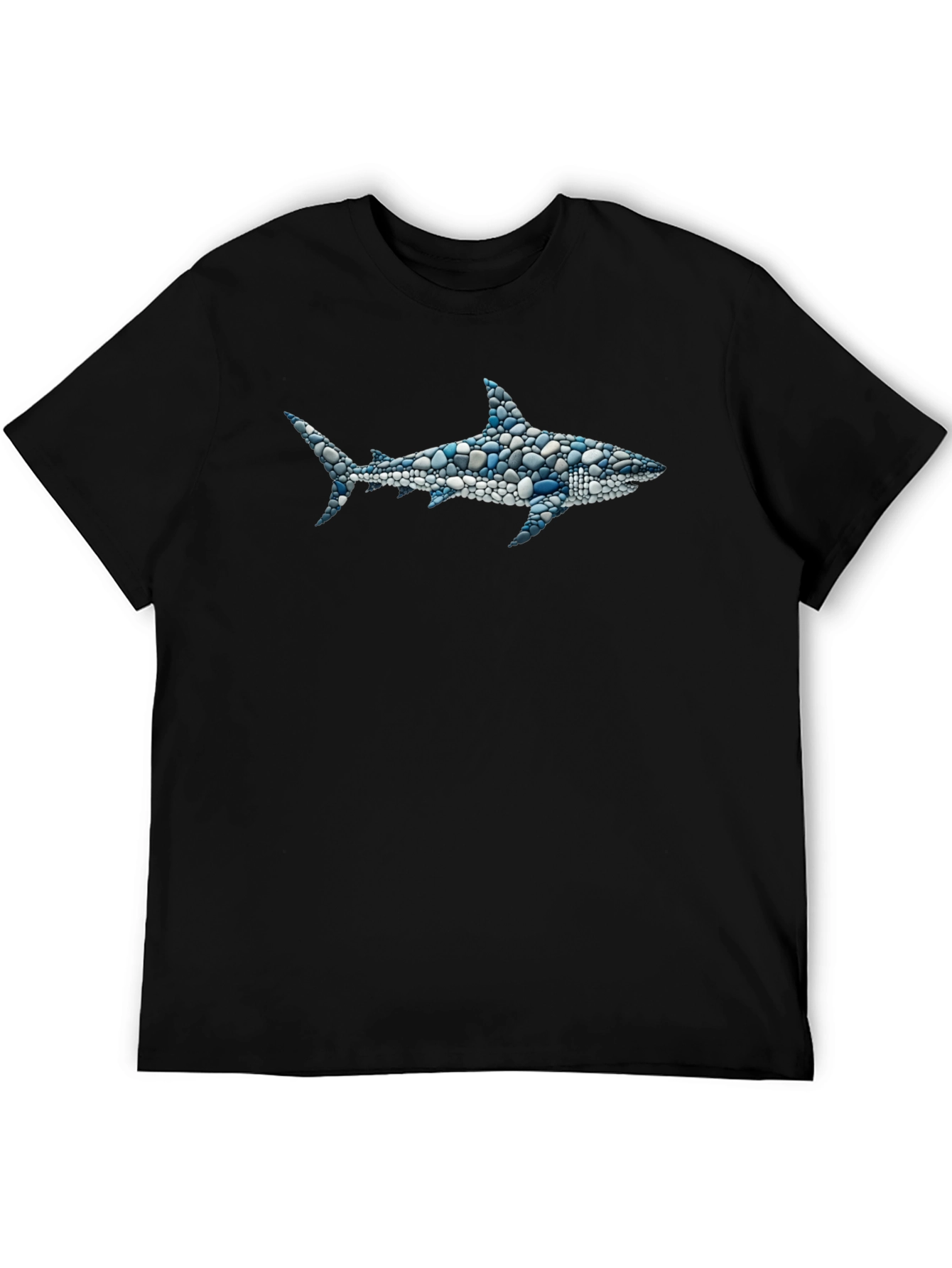 Mens Shark Pebble Art T-Shirt - Unique Ocean Design