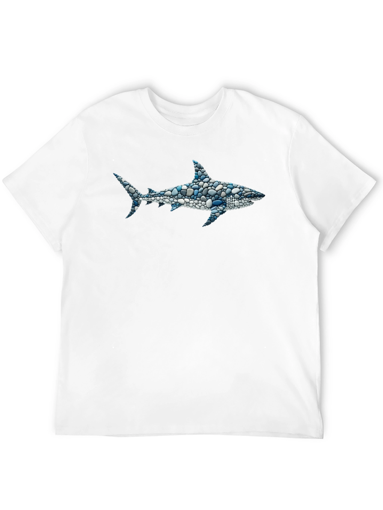 Mens Shark Pebble Art T-Shirt - Unique Ocean Design