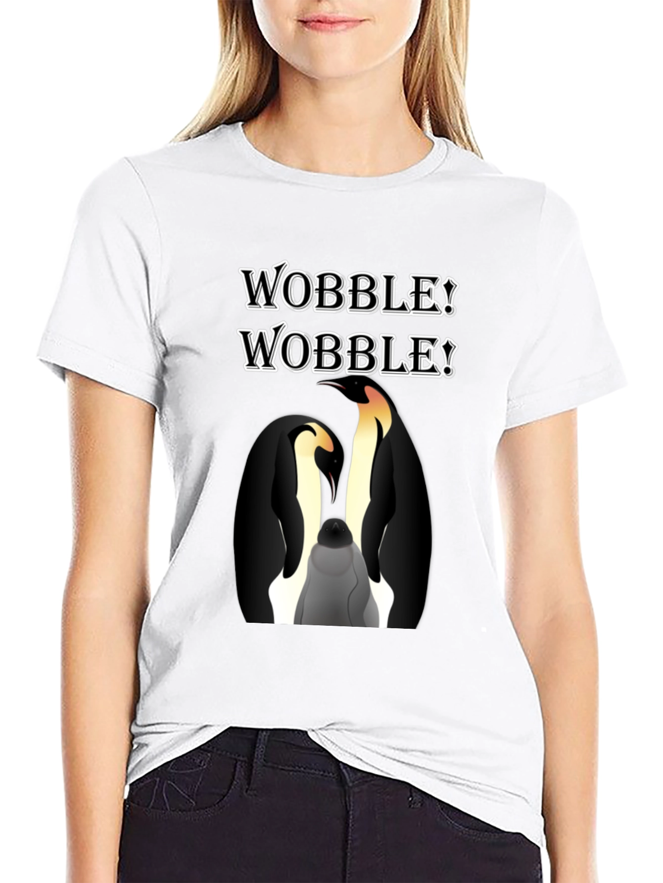 WOBBLE! Penguin Graphic Black T-Shirt