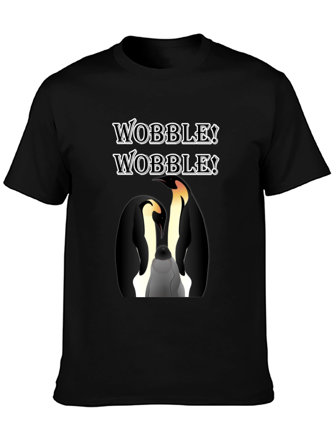 WOBBLE! Penguin Graphic Black T-Shirt
