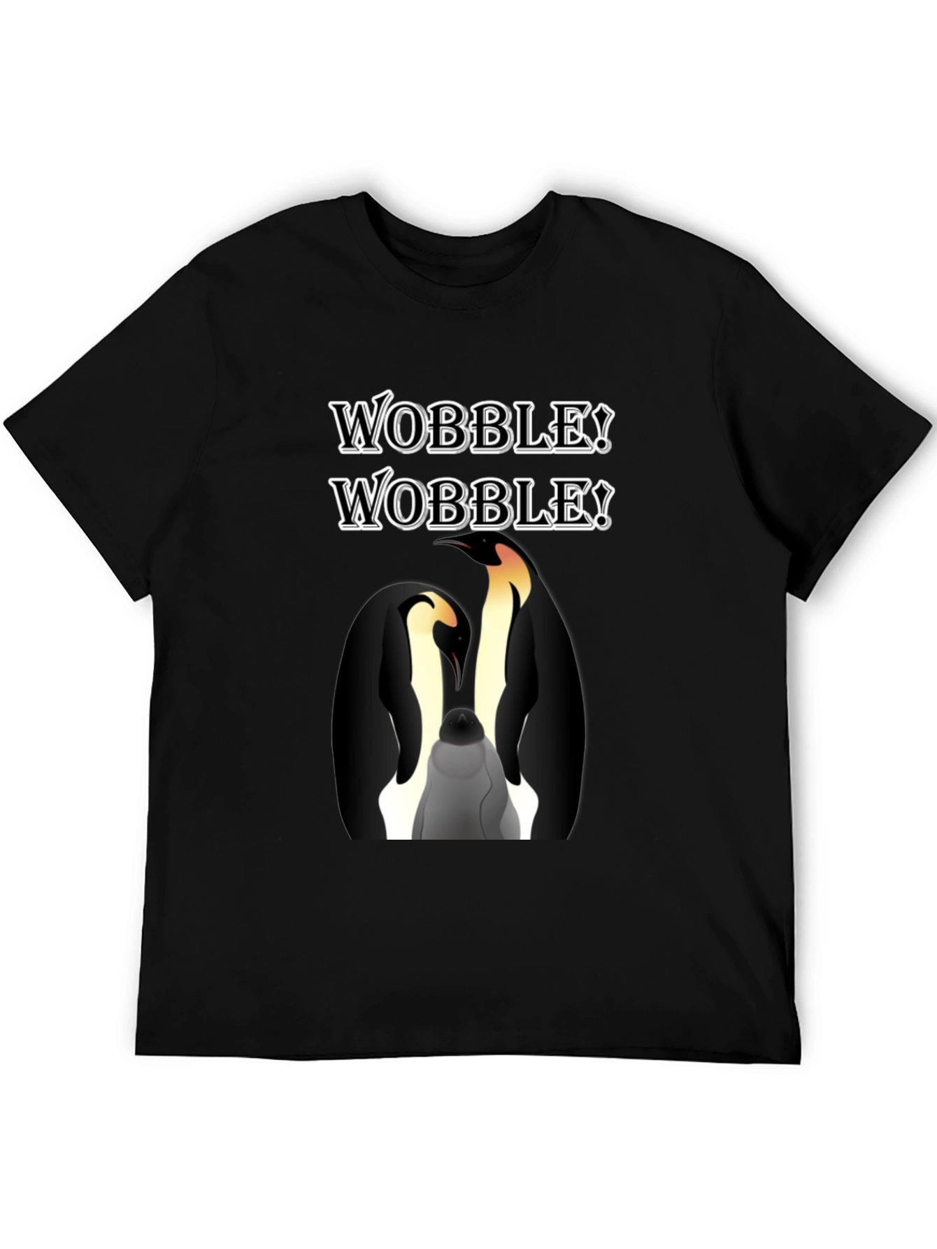 WOBBLE! Penguin Graphic Black T-Shirt