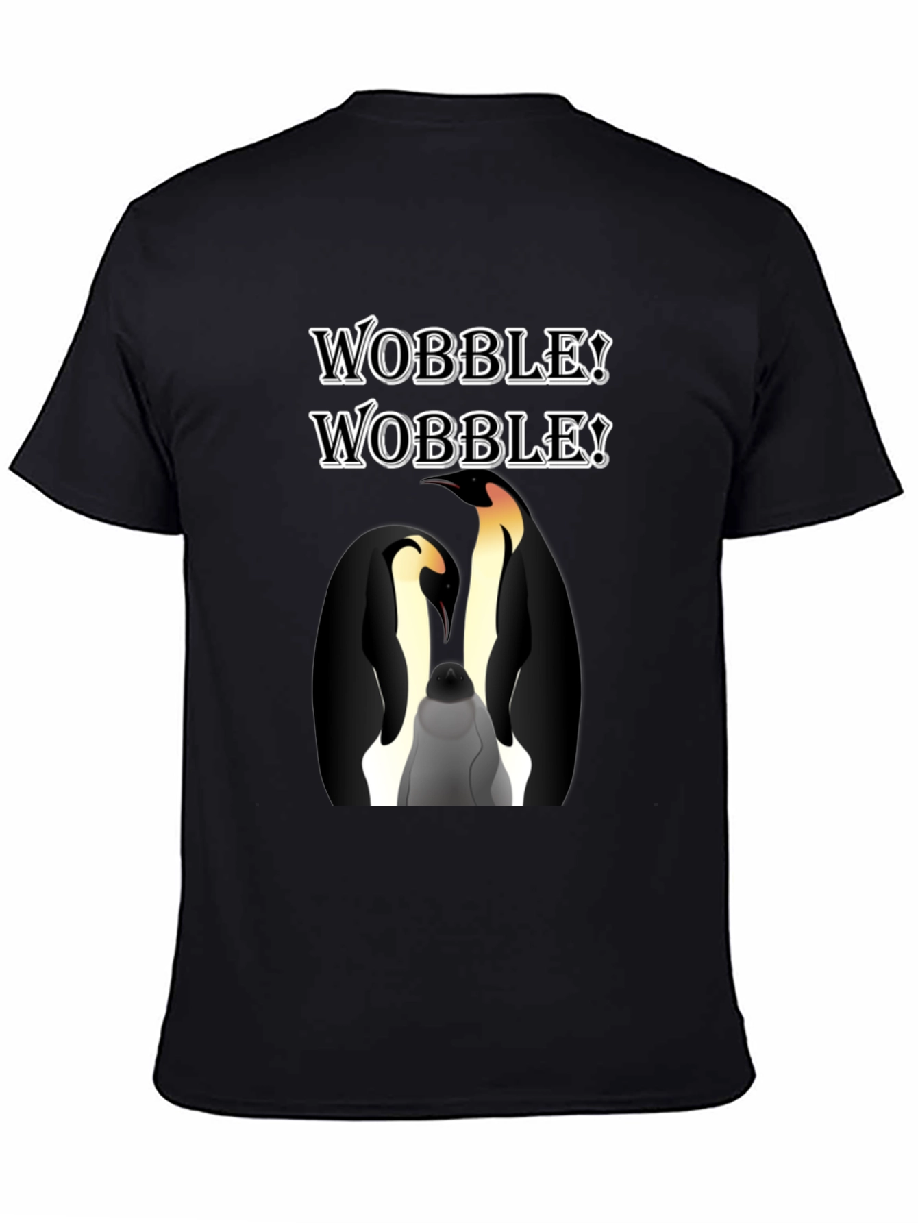 WOBBLE! Penguin Graphic Black T-Shirt
