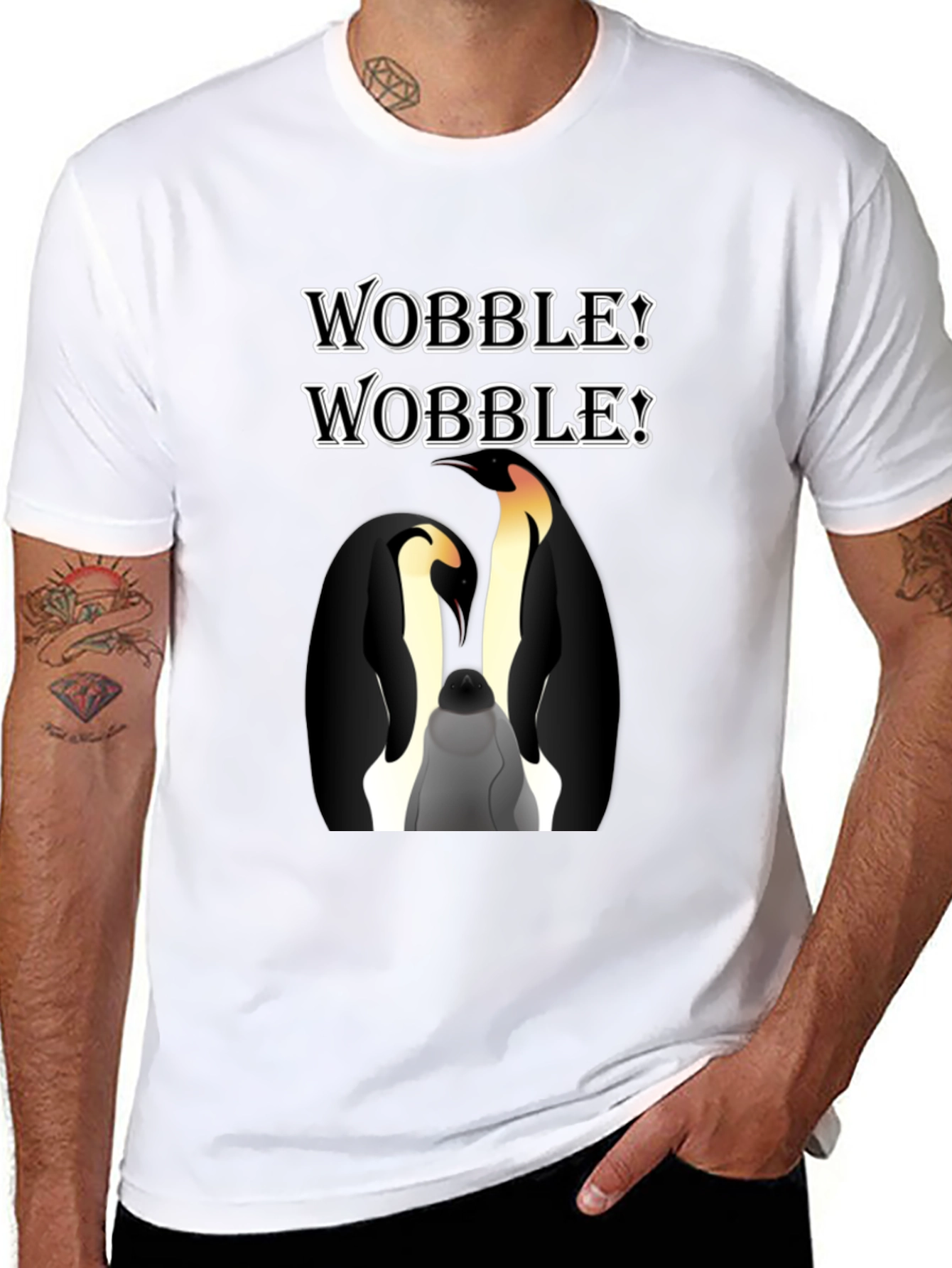 WOBBLE! Penguin Graphic Black T-Shirt