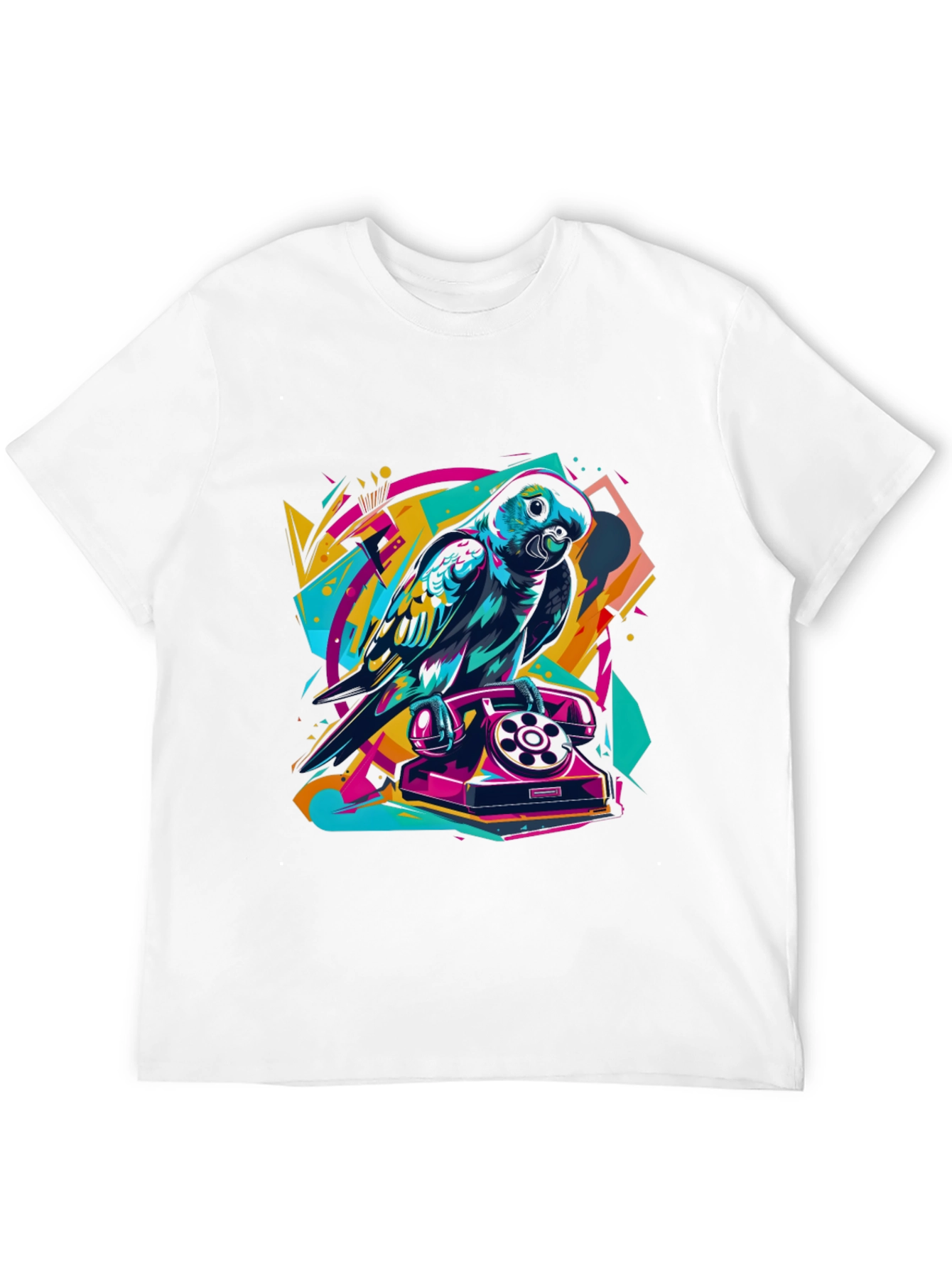 Parrot on Phone Graphic T-Shirt