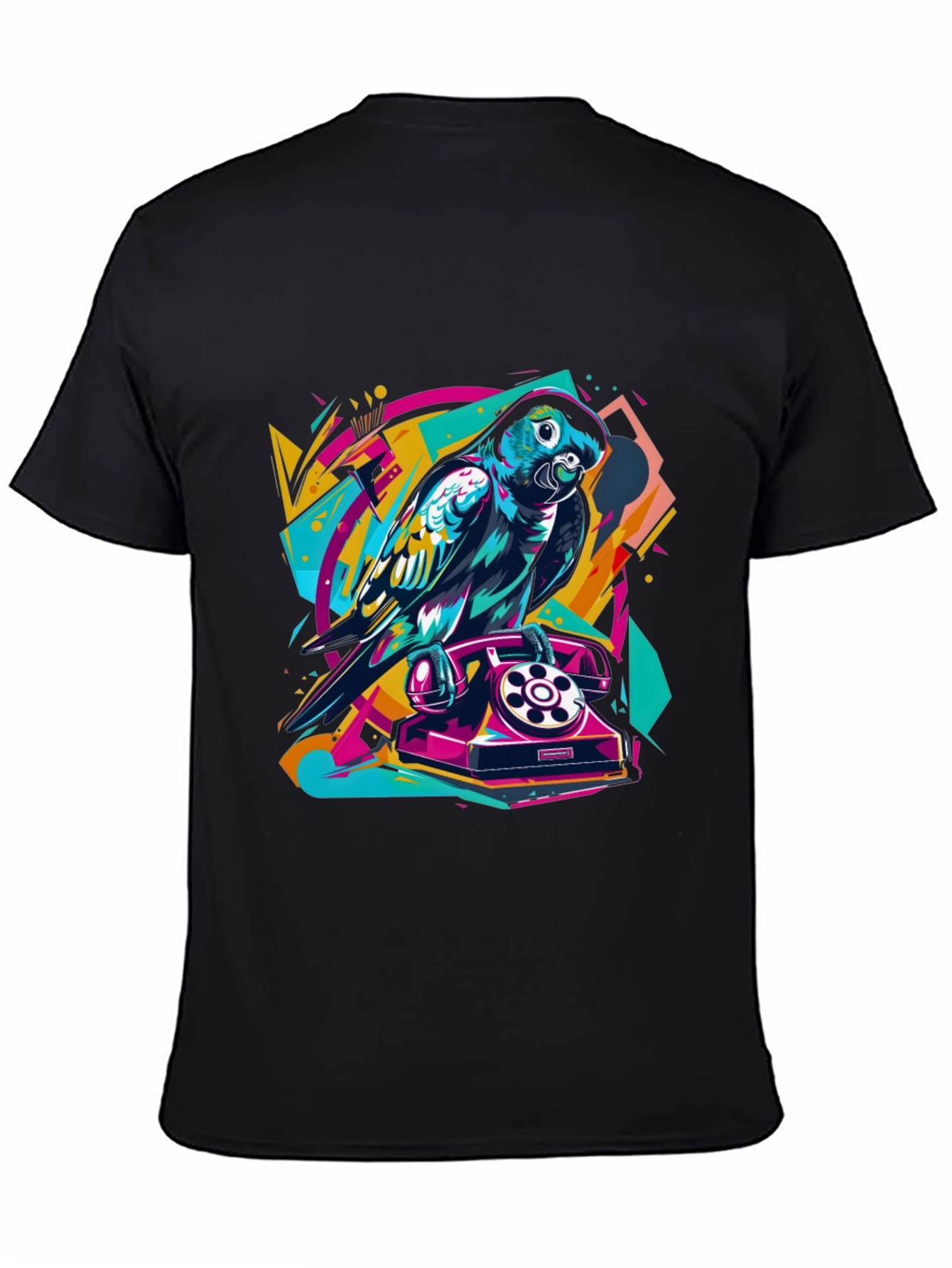 Parrot on Phone Graphic T-Shirt
