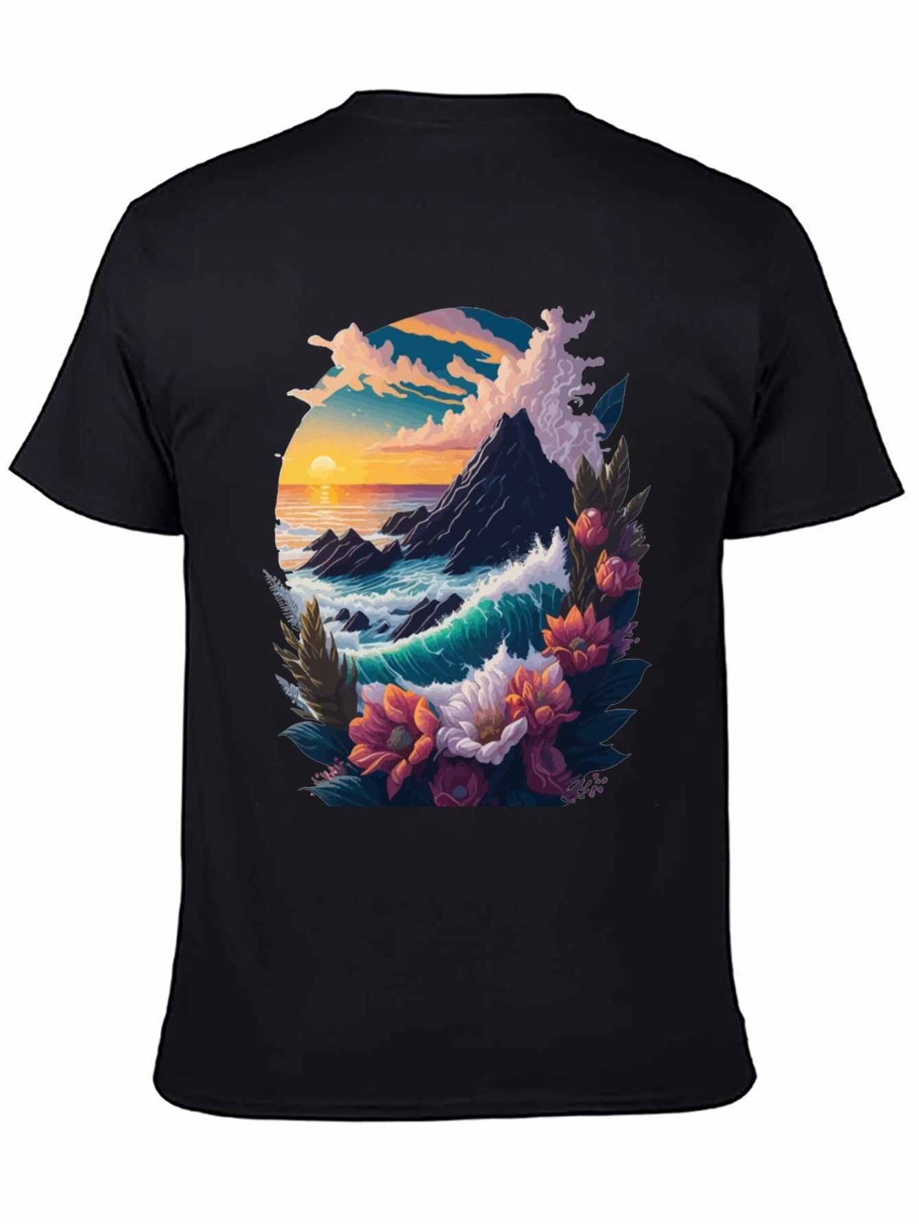Ocean Sunset Floral Graphic Tee