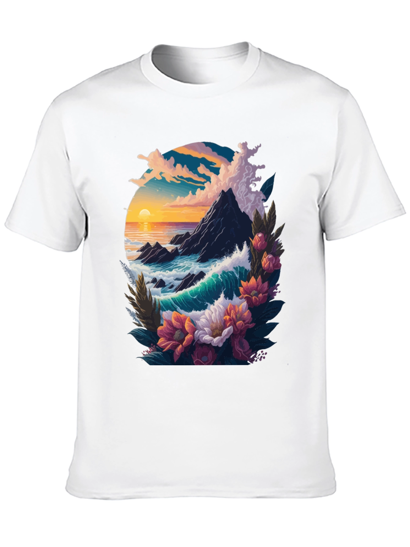 Ocean Sunset Floral Graphic Tee