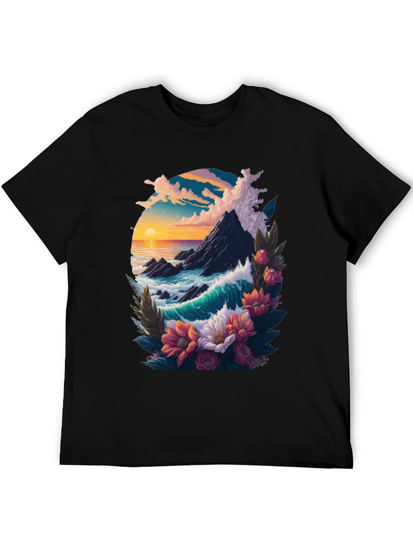 Ocean Sunset Floral Graphic Tee