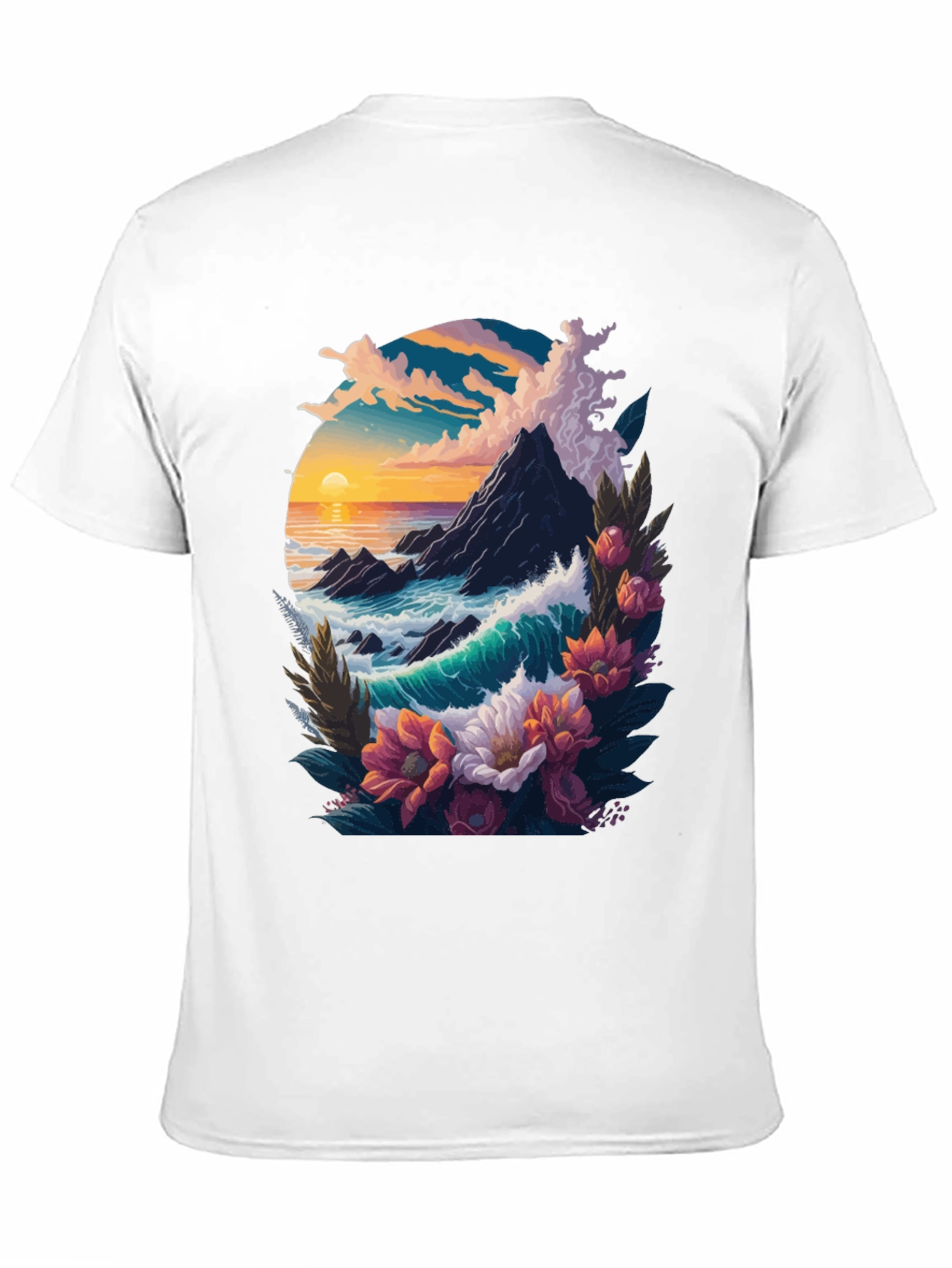 Ocean Sunset Floral Graphic Tee