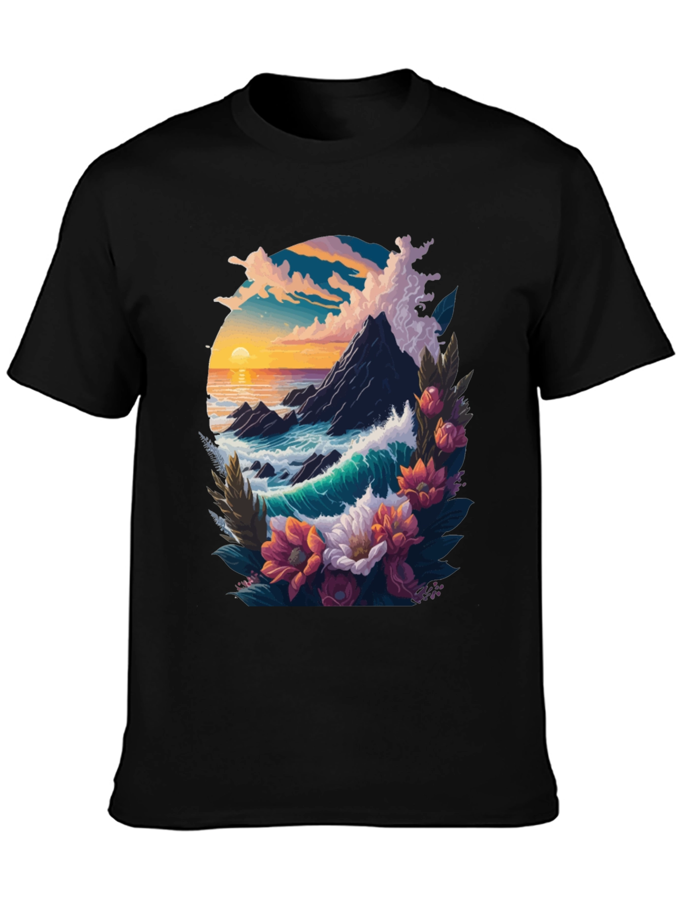Ocean Sunset Floral Graphic Tee