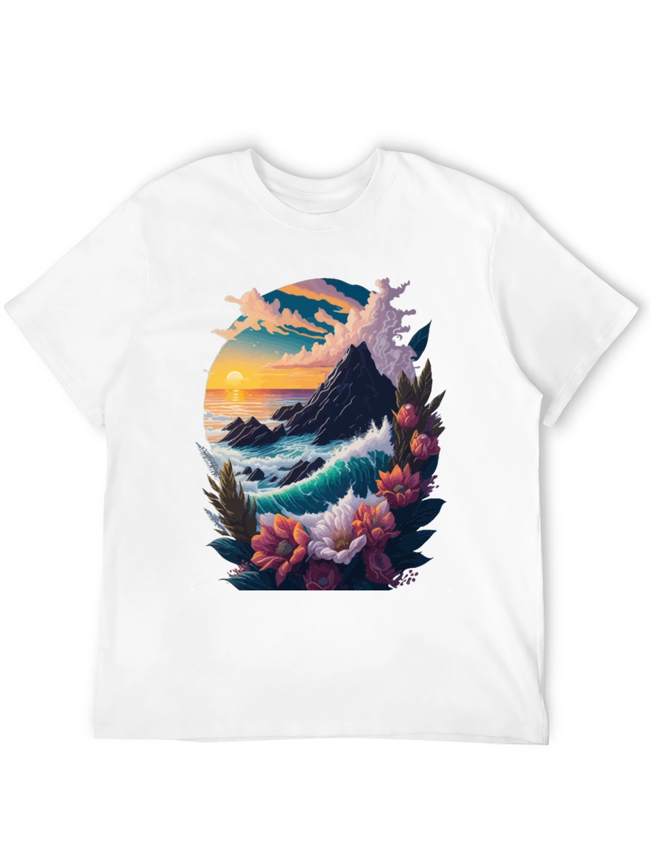 Ocean Sunset Floral Graphic Tee