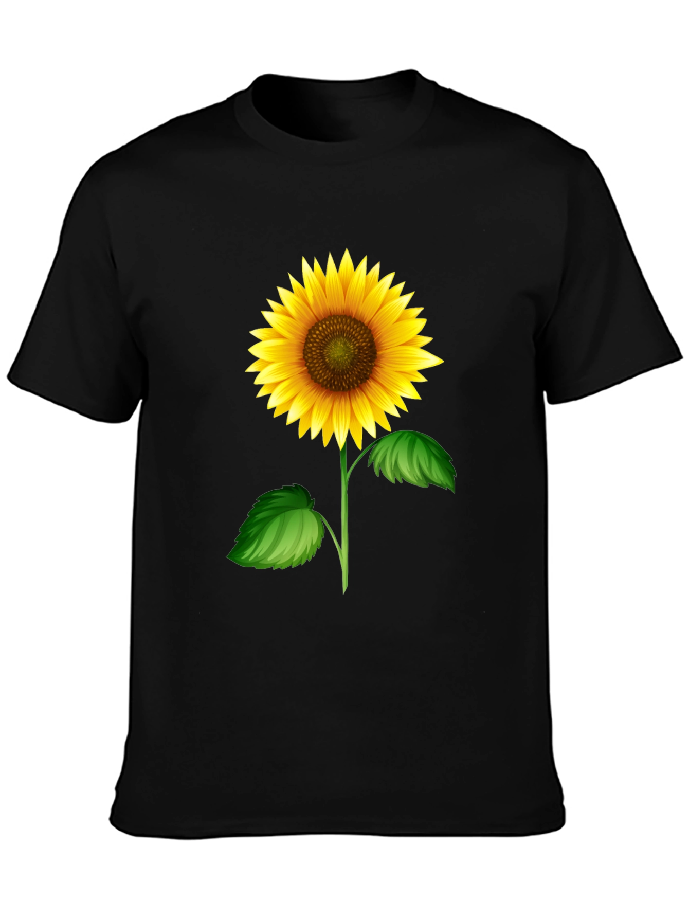 Sunflower Graphic Tee - Black Cotton T-Shirt