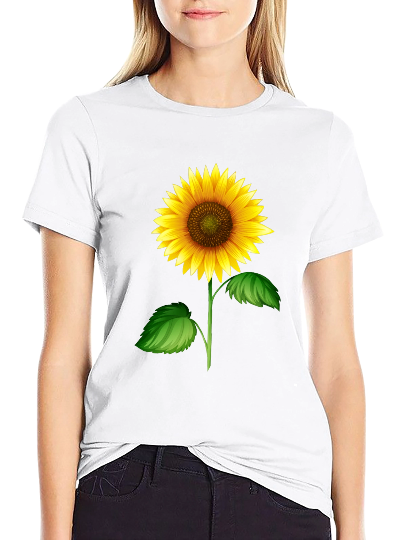 Sunflower Graphic Tee - Black Cotton T-Shirt