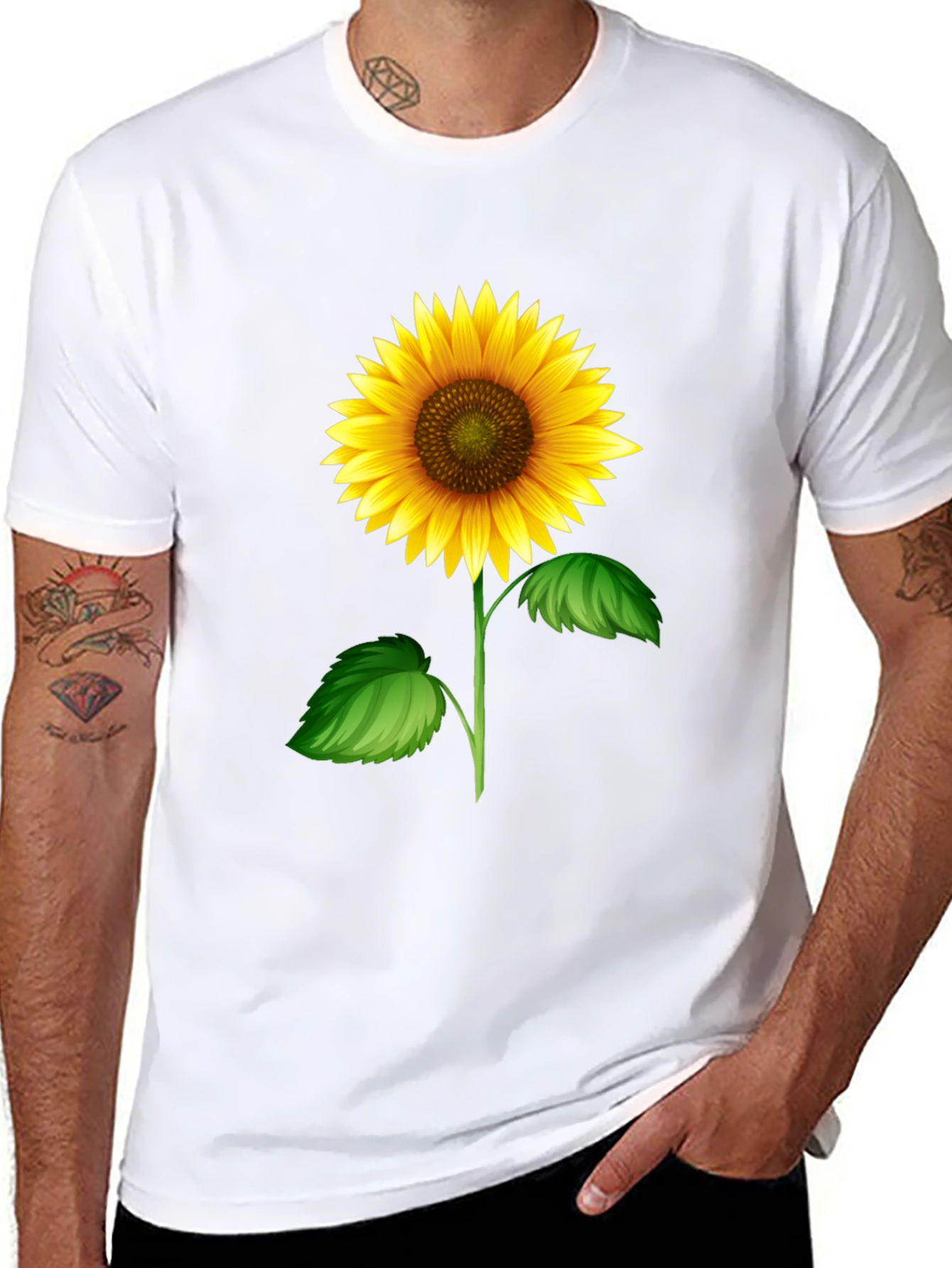 Sunflower Graphic Tee - Black Cotton T-Shirt