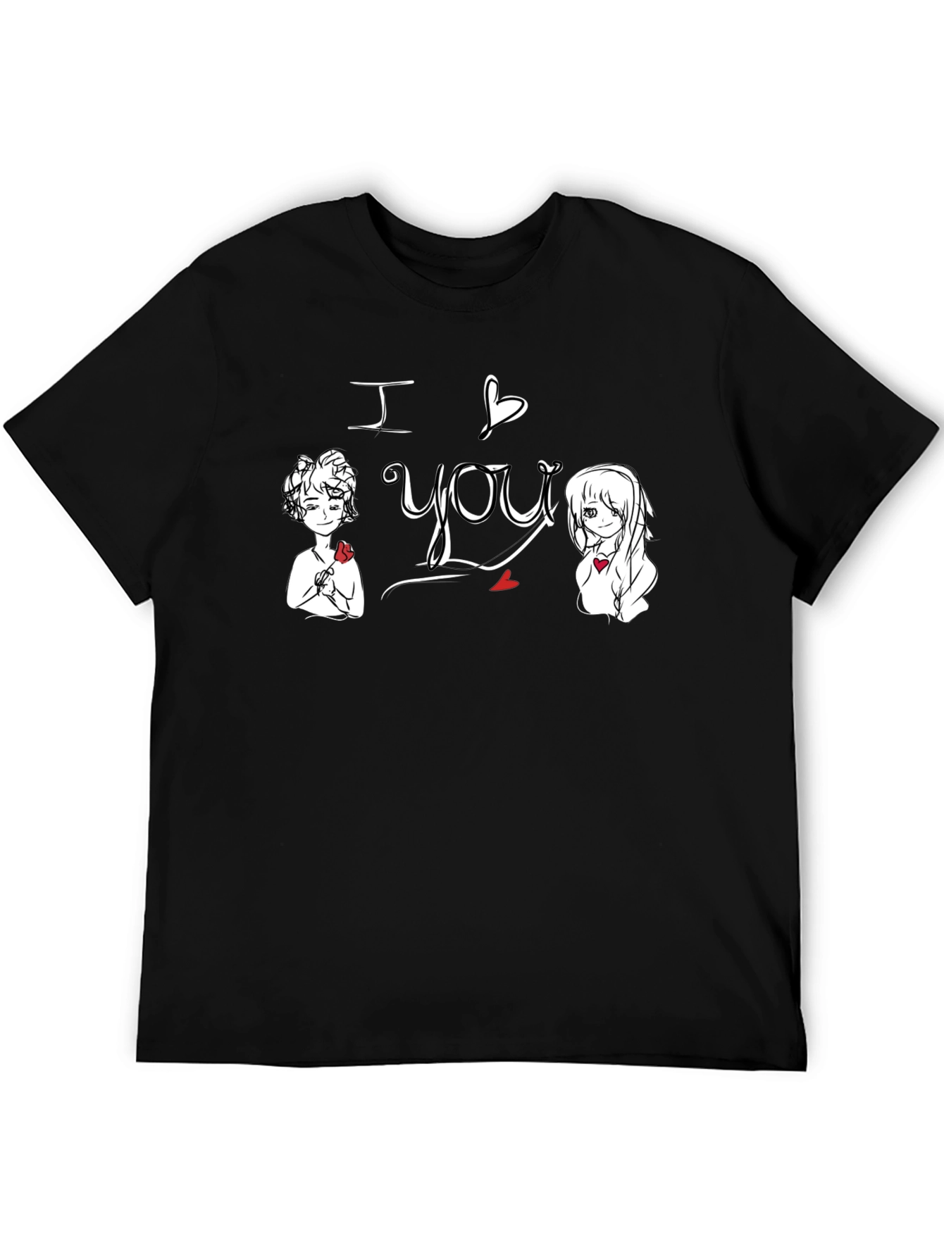 I Love You Graphic Tee - Black Cotton Shirt
