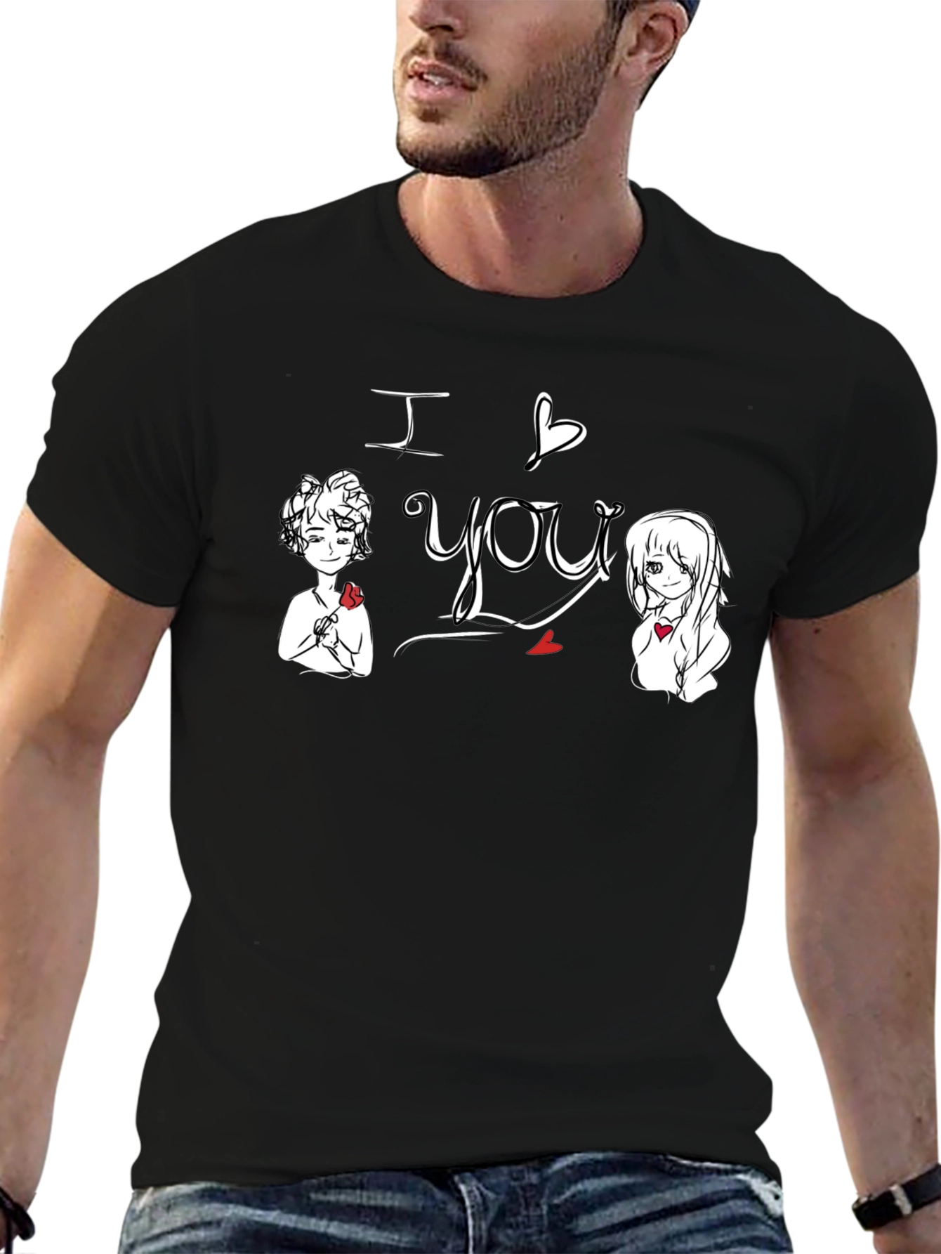 I Love You Graphic Tee - Black Cotton Shirt