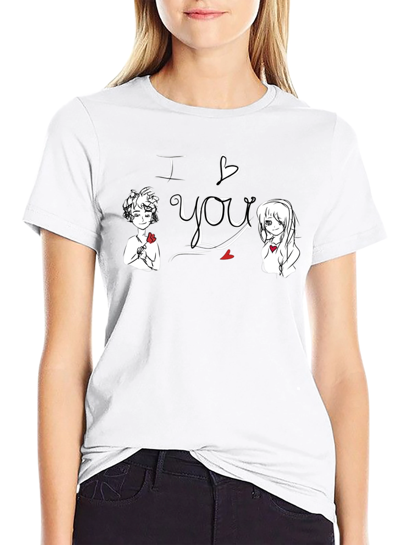 I Love You Graphic Tee - Black Cotton Shirt