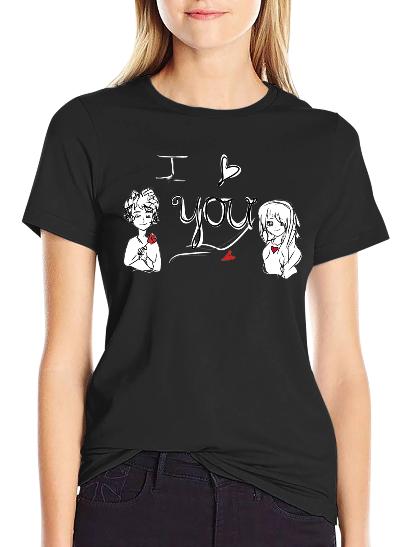 I Love You Graphic Tee - Black Cotton Shirt