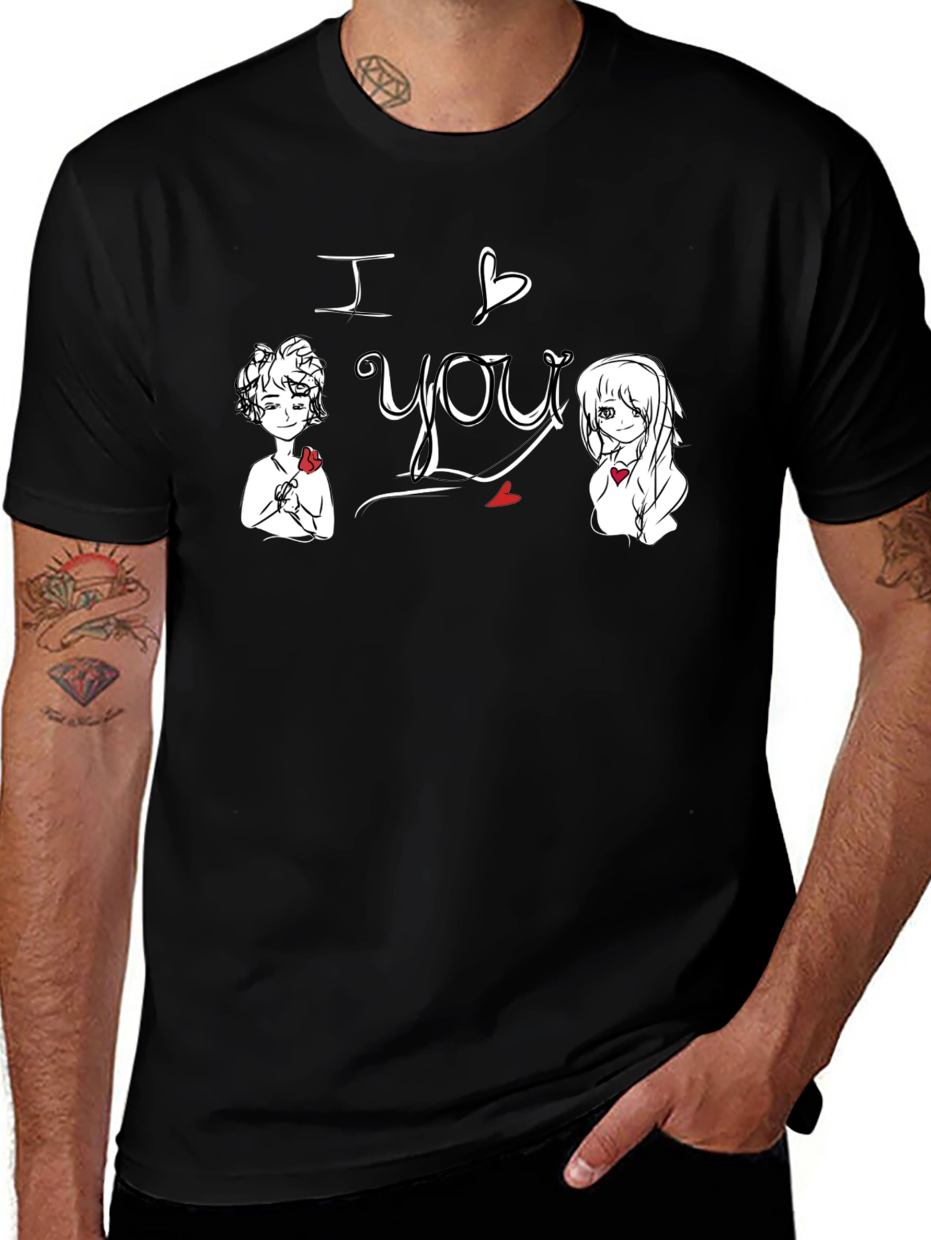 I Love You Graphic Tee - Black Cotton Shirt