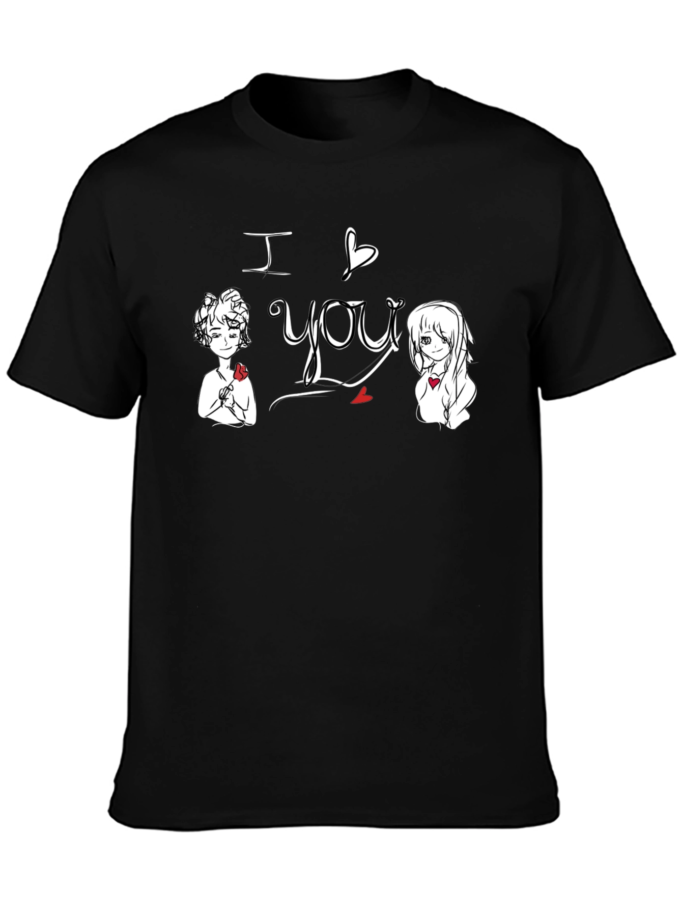 I Love You Graphic Tee - Black Cotton Shirt