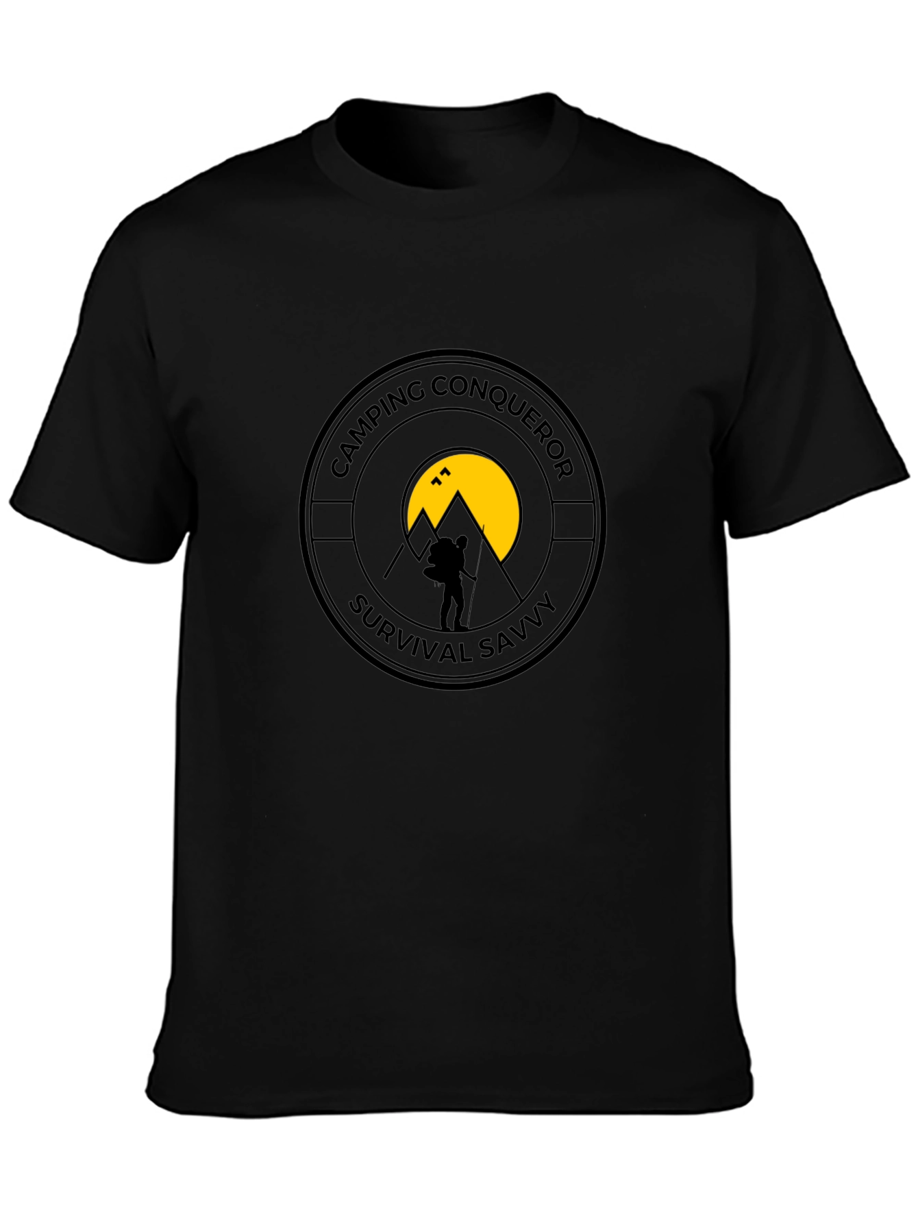 Camping Conqueror Black Graphic T-Shirt