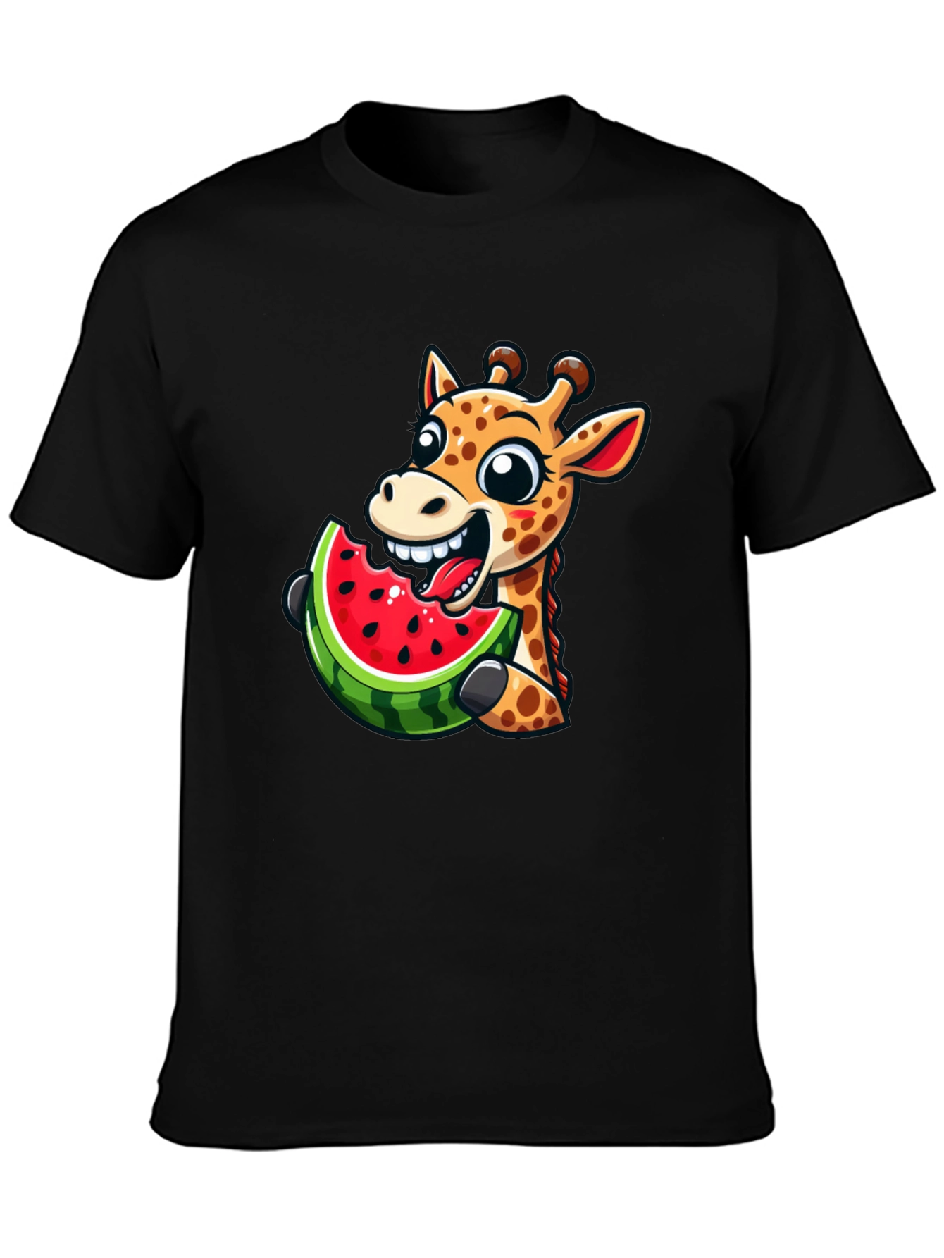 Giraffe Eating Watermelon Graphic T-Shirt