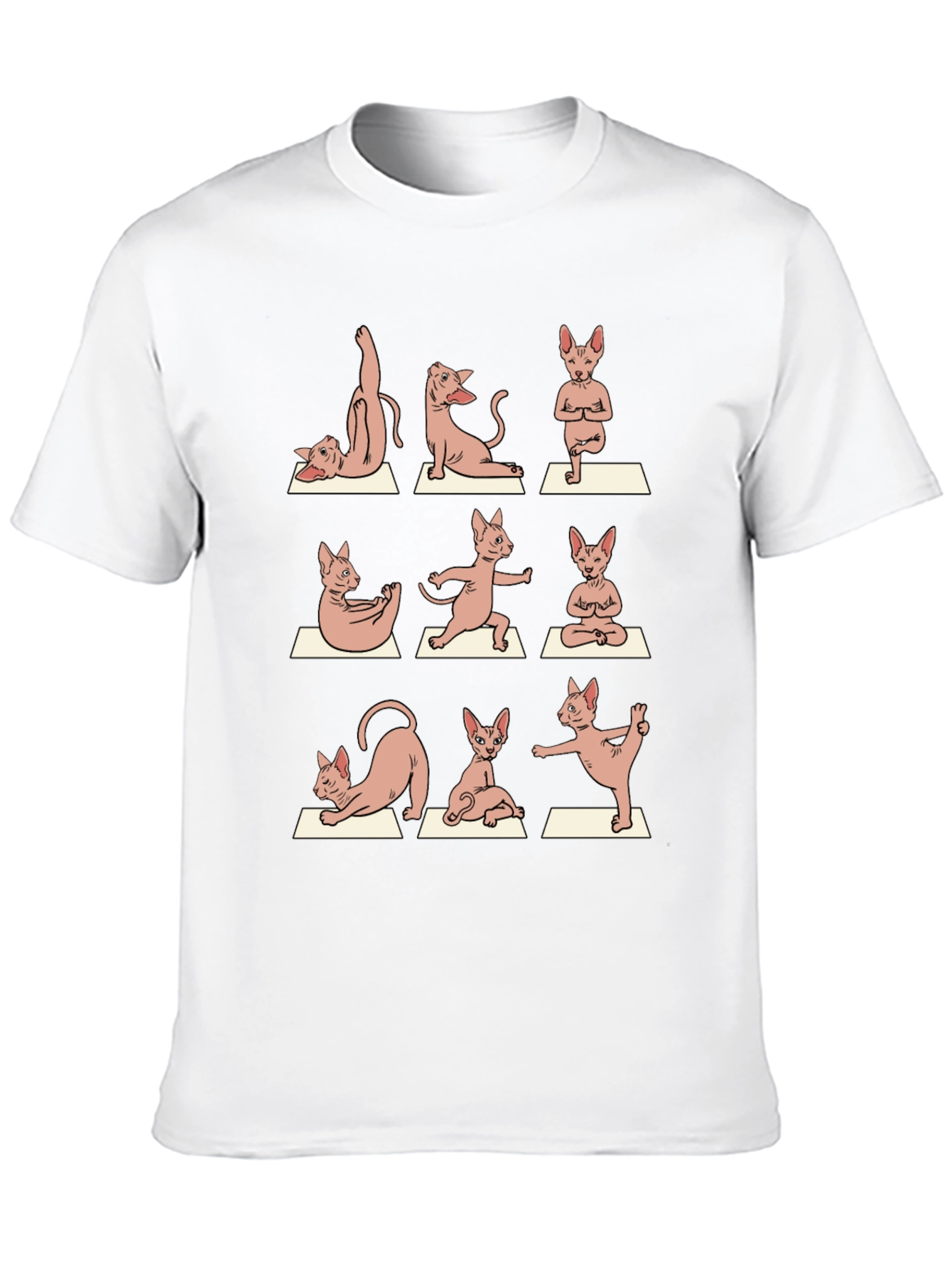 Yoga Cat Graphic Tee - Black Cotton T-Shirt