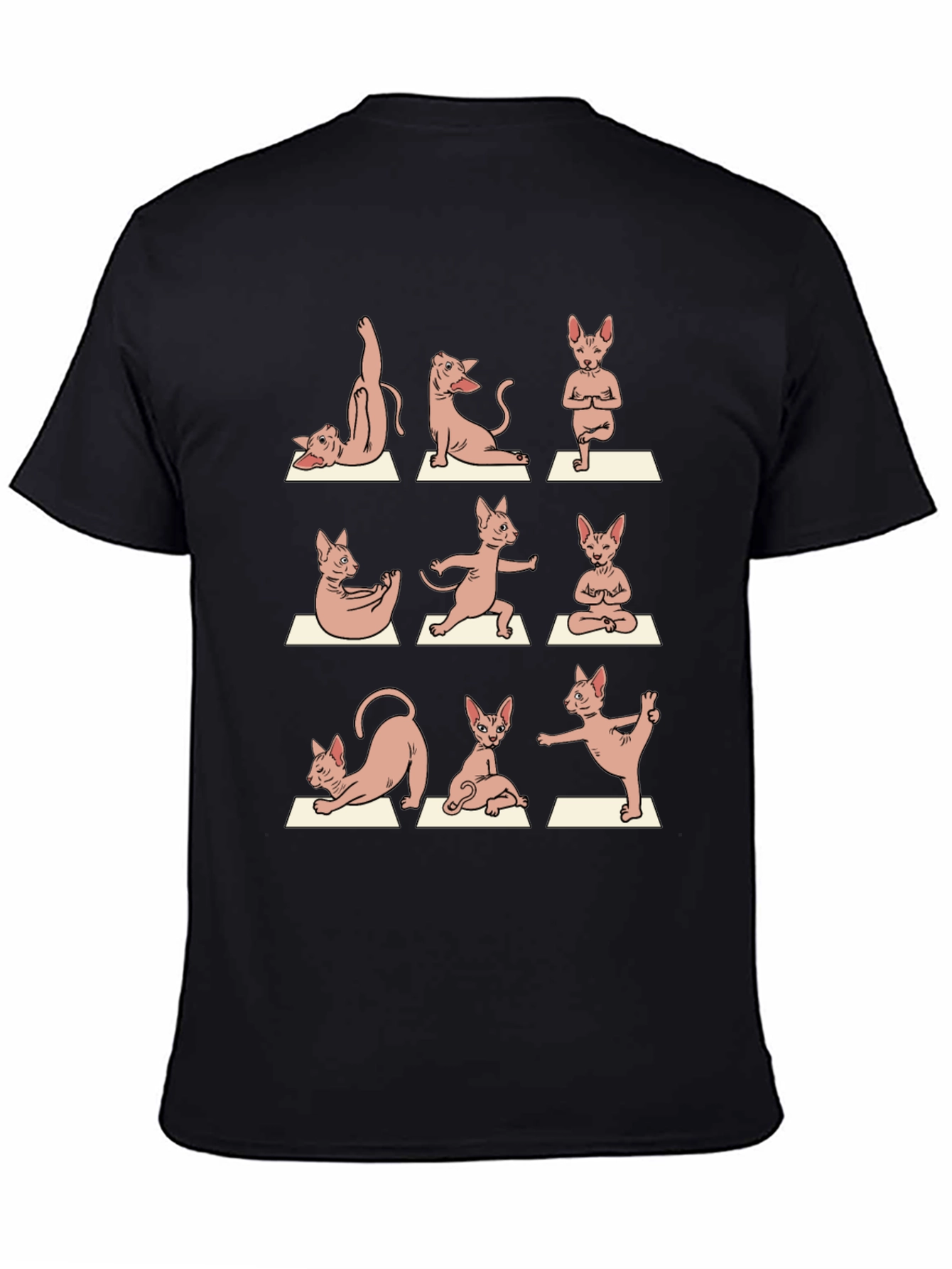 Yoga Cat Graphic Tee - Black Cotton T-Shirt