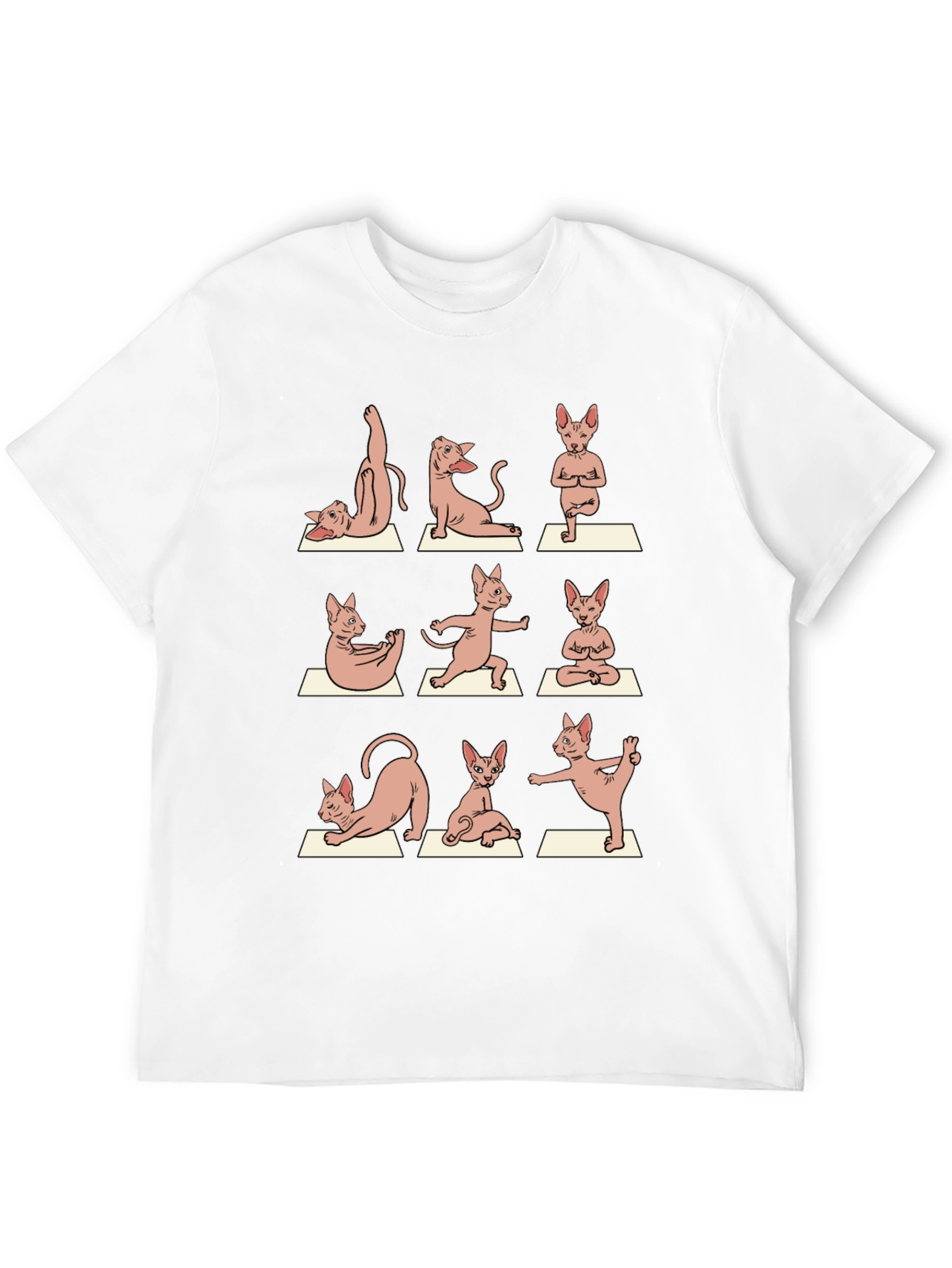 Yoga Cat Graphic Tee - Black Cotton T-Shirt