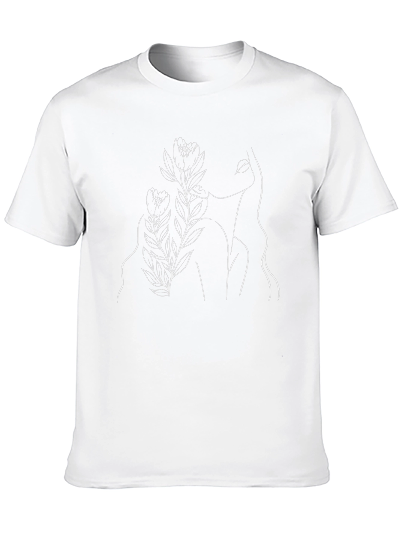 Minimalist Floral Woman Black T-Shirt
