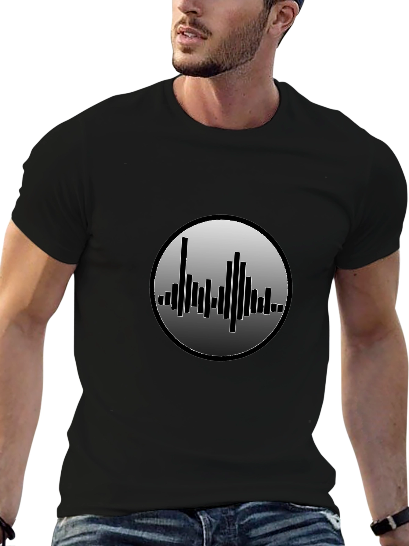 Sound Wave Graphic Black T-Shirt