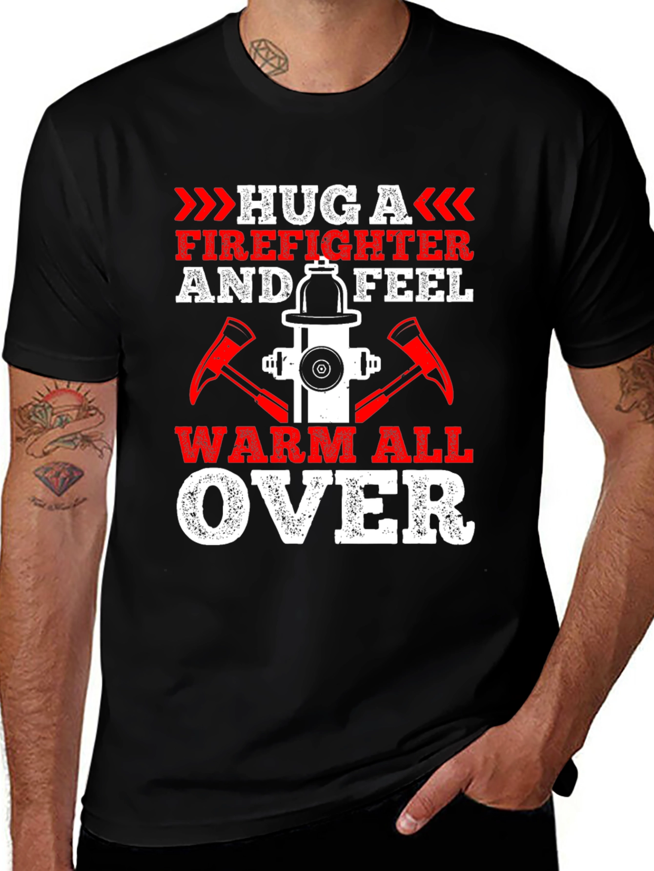 Firefighter Hug Graphic Tee - Warm All Over!