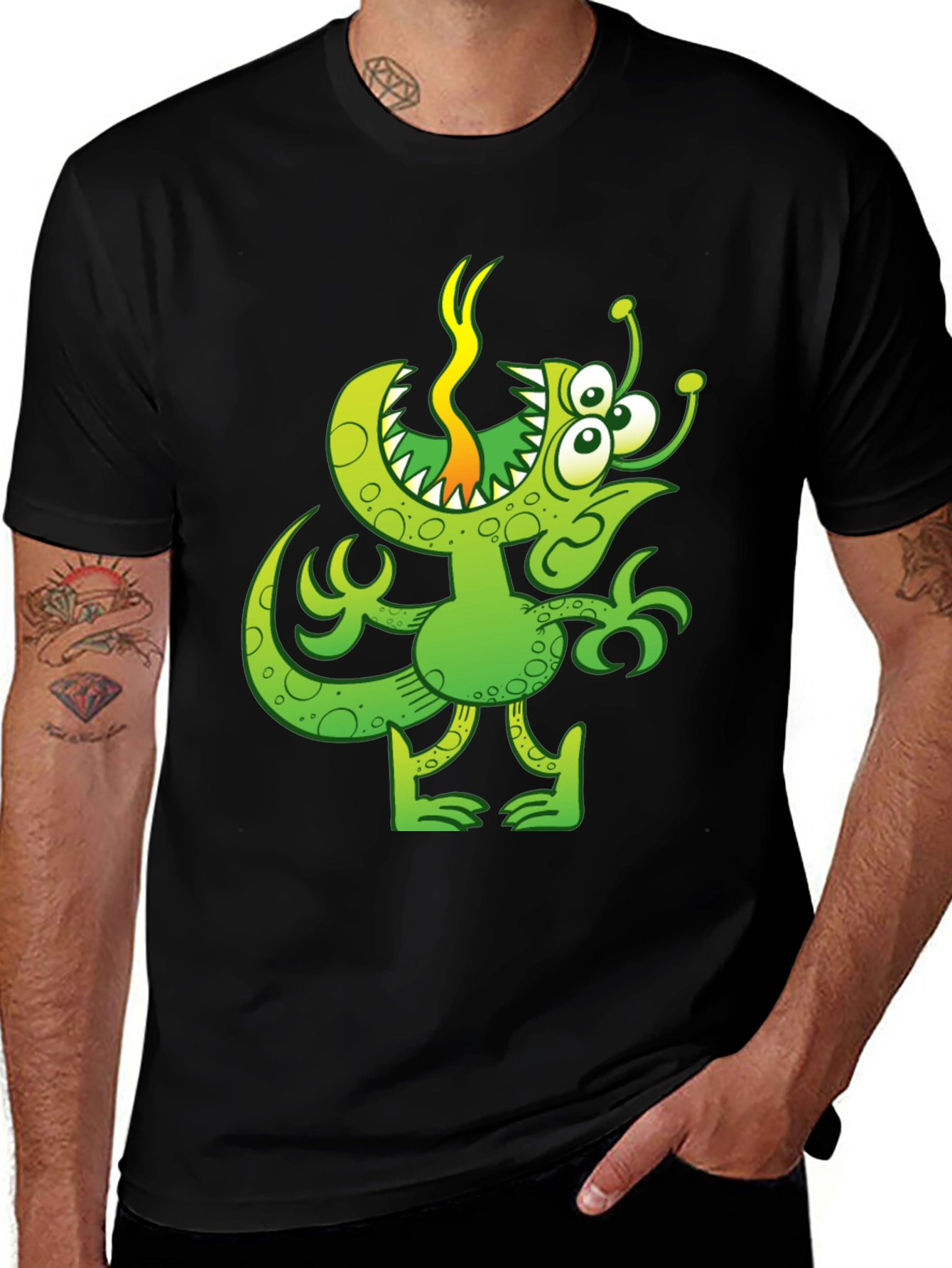 Funny Green Monster Graphic T-Shirt