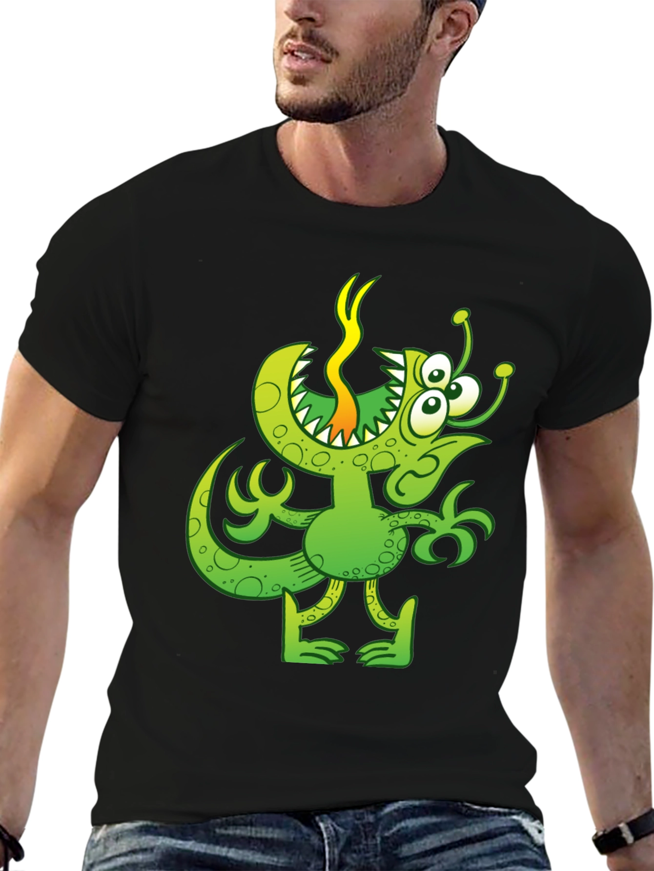 Funny Green Monster Graphic T-Shirt