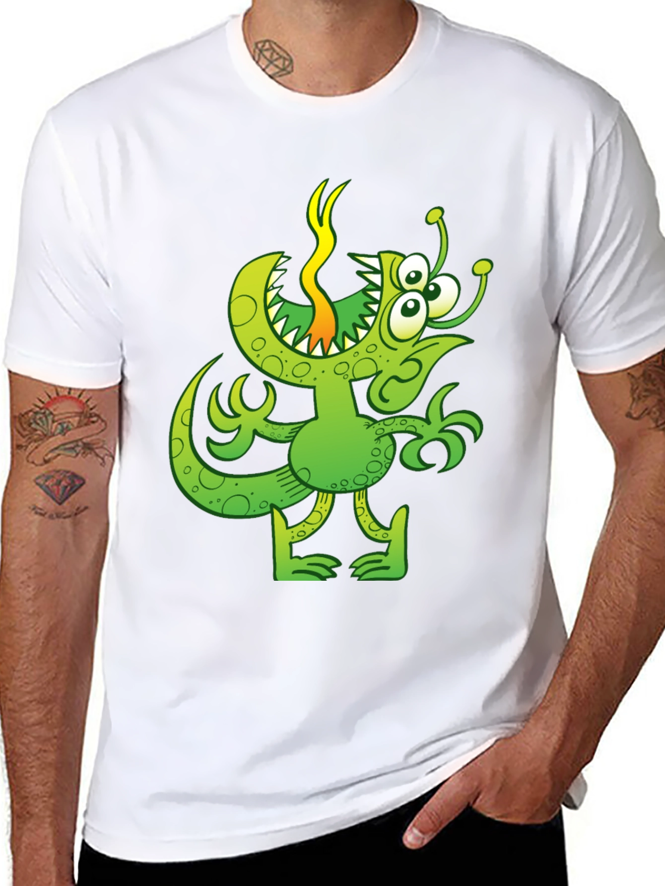 Funny Green Monster Graphic T-Shirt
