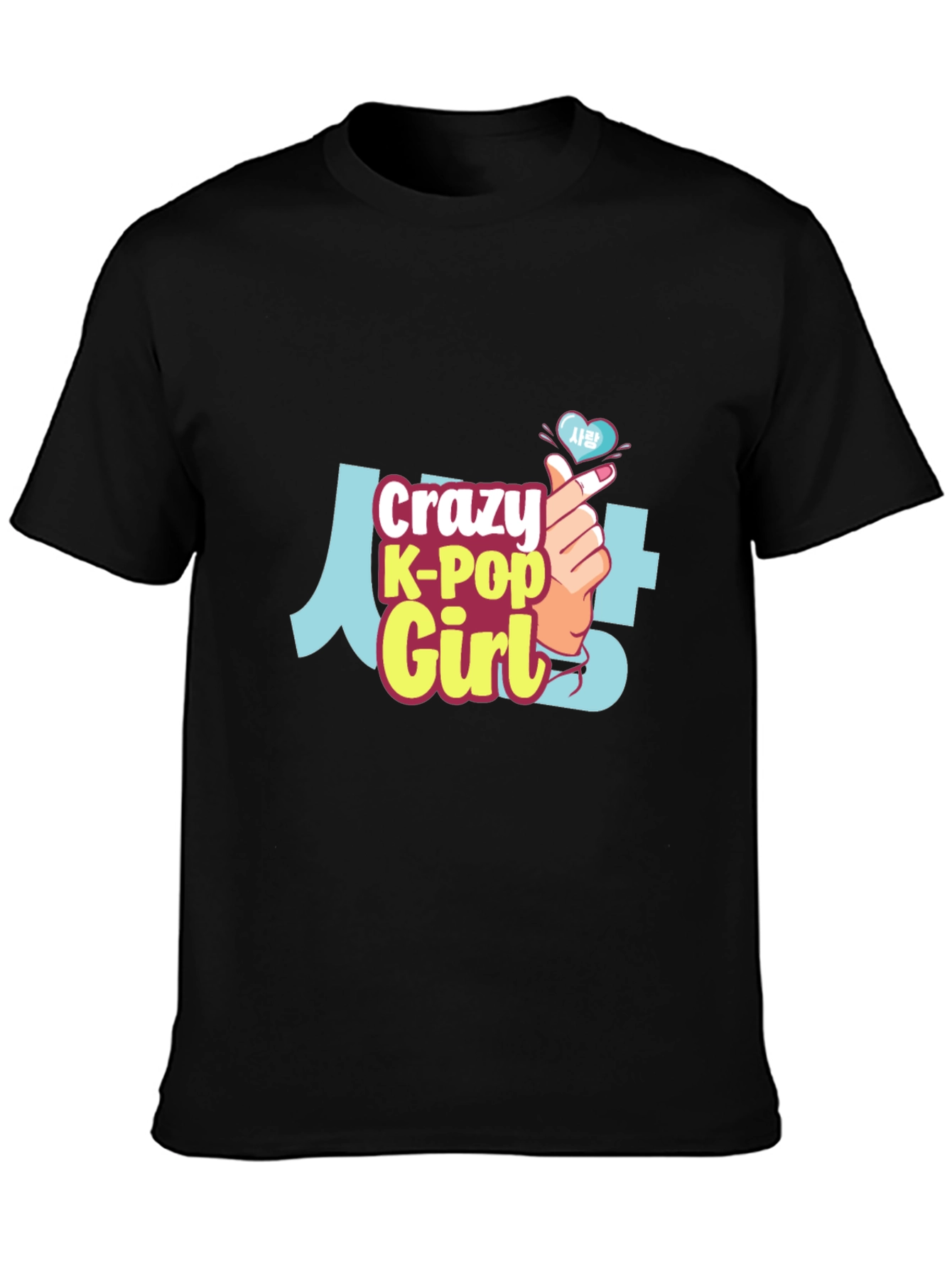 Crazy K-Pop Girl Black T-Shirt