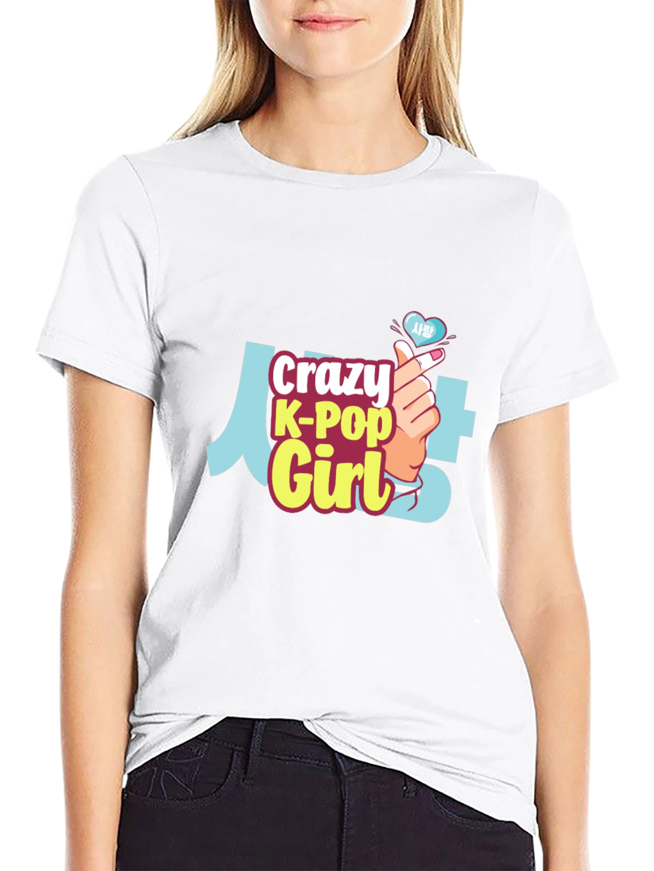 Crazy K-Pop Girl Black T-Shirt