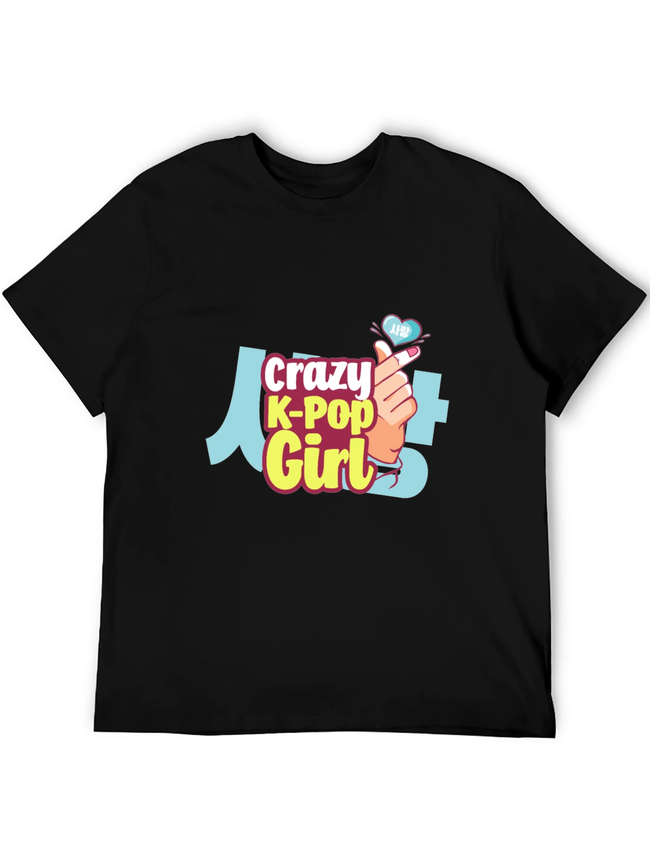 Crazy K-Pop Girl Black T-Shirt
