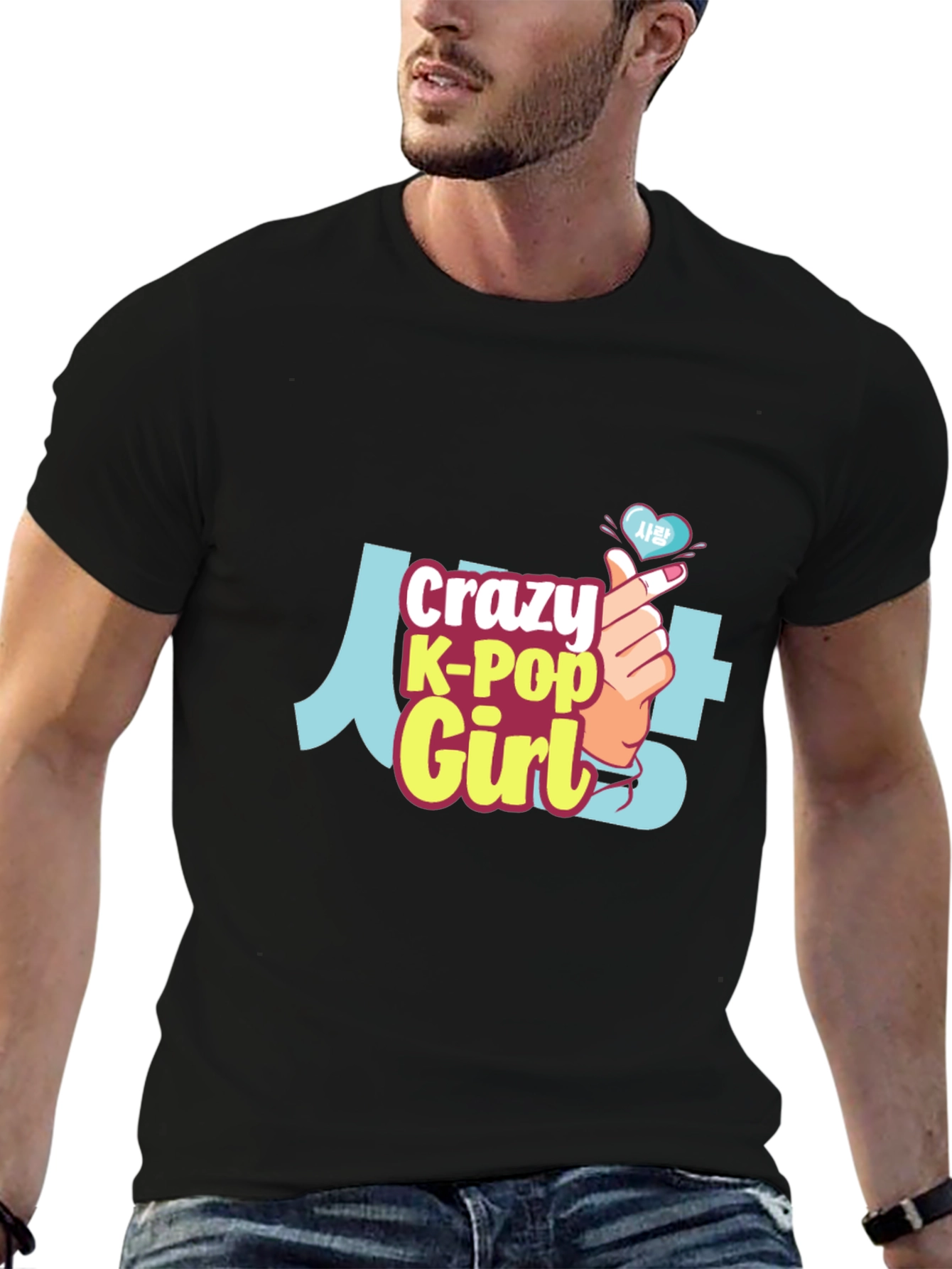 Crazy K-Pop Girl Black T-Shirt