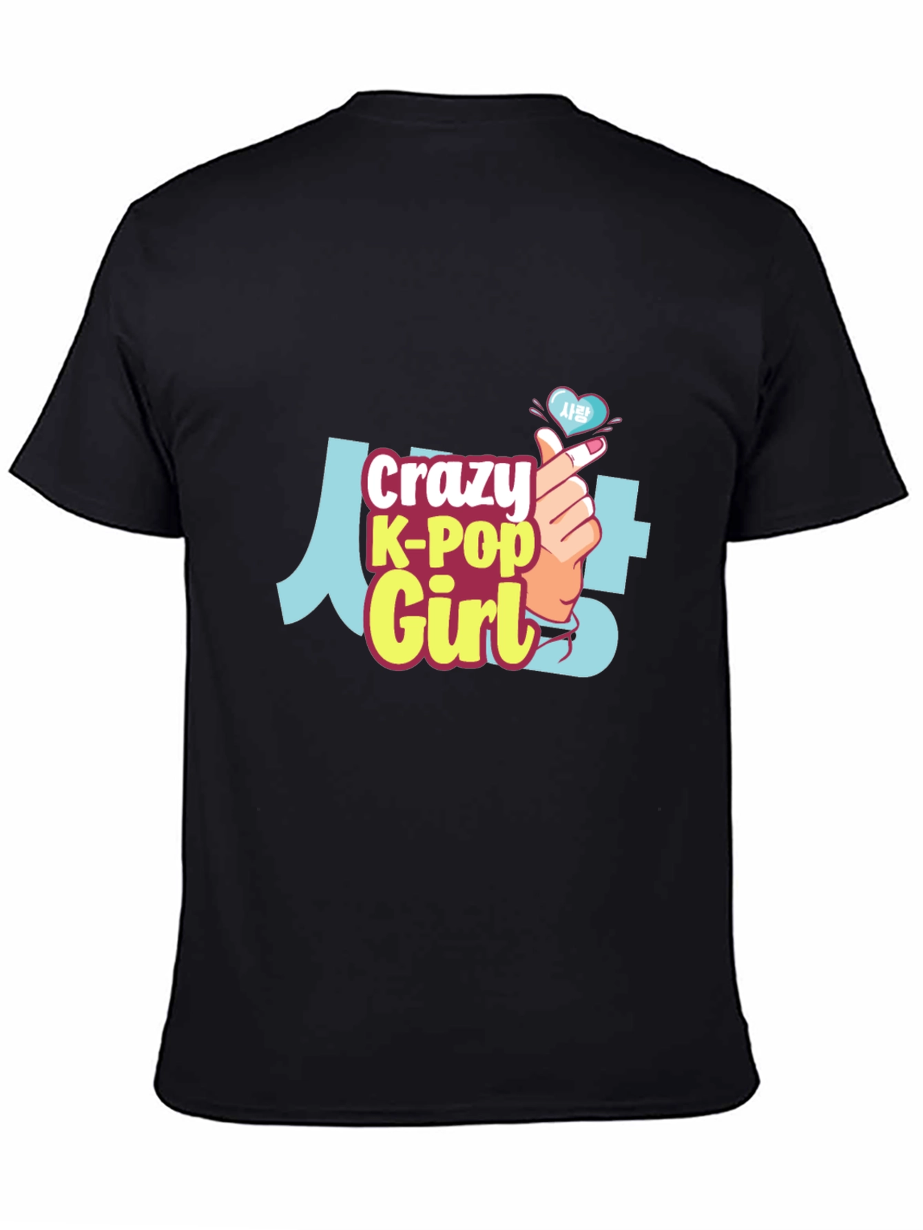 Crazy K-Pop Girl Black T-Shirt