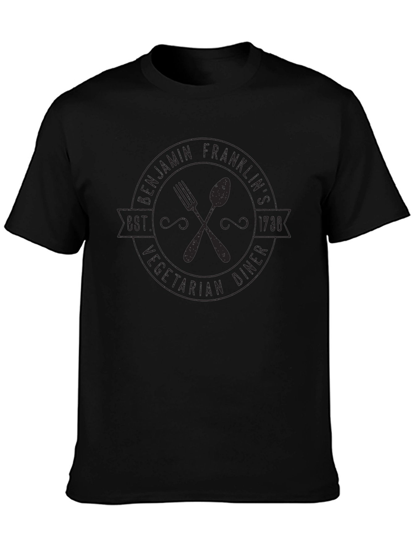 Benjamin Franklins Vegetarian Diner Black T-Shirt