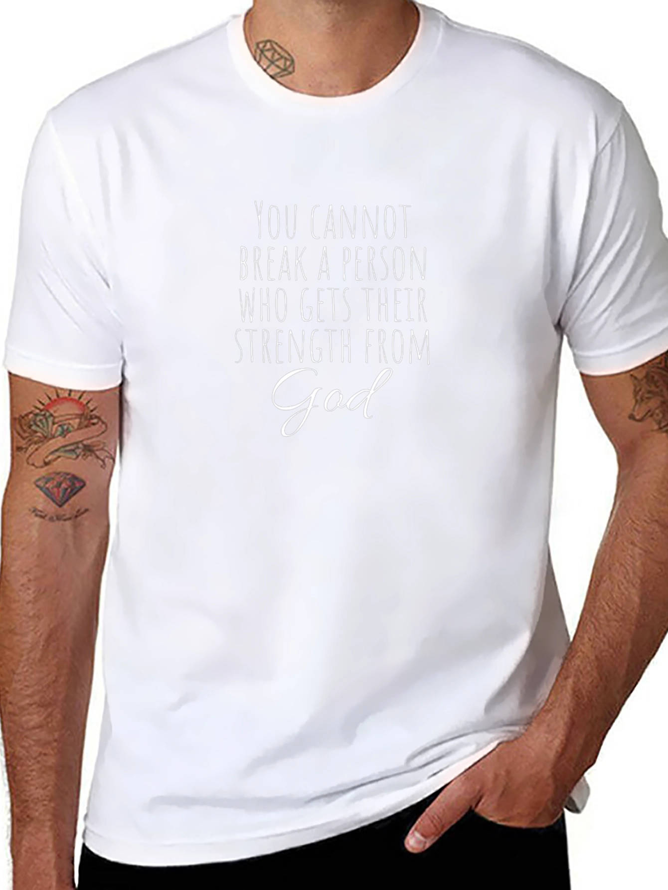 Strength From God Black Graphic T-Shirt