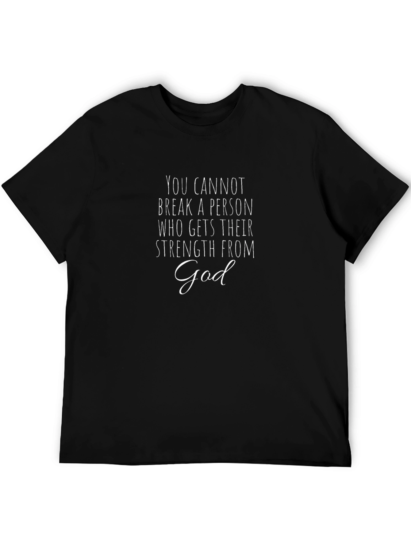 Strength From God Black Graphic T-Shirt