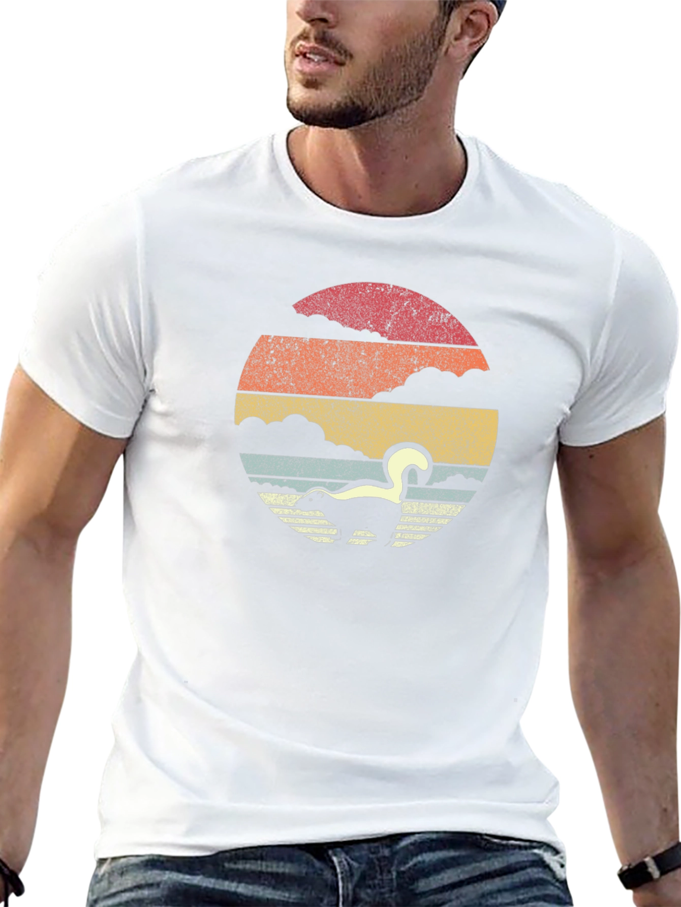 Retro Skunk Sunset T-Shirt - Soft Cotton Blend